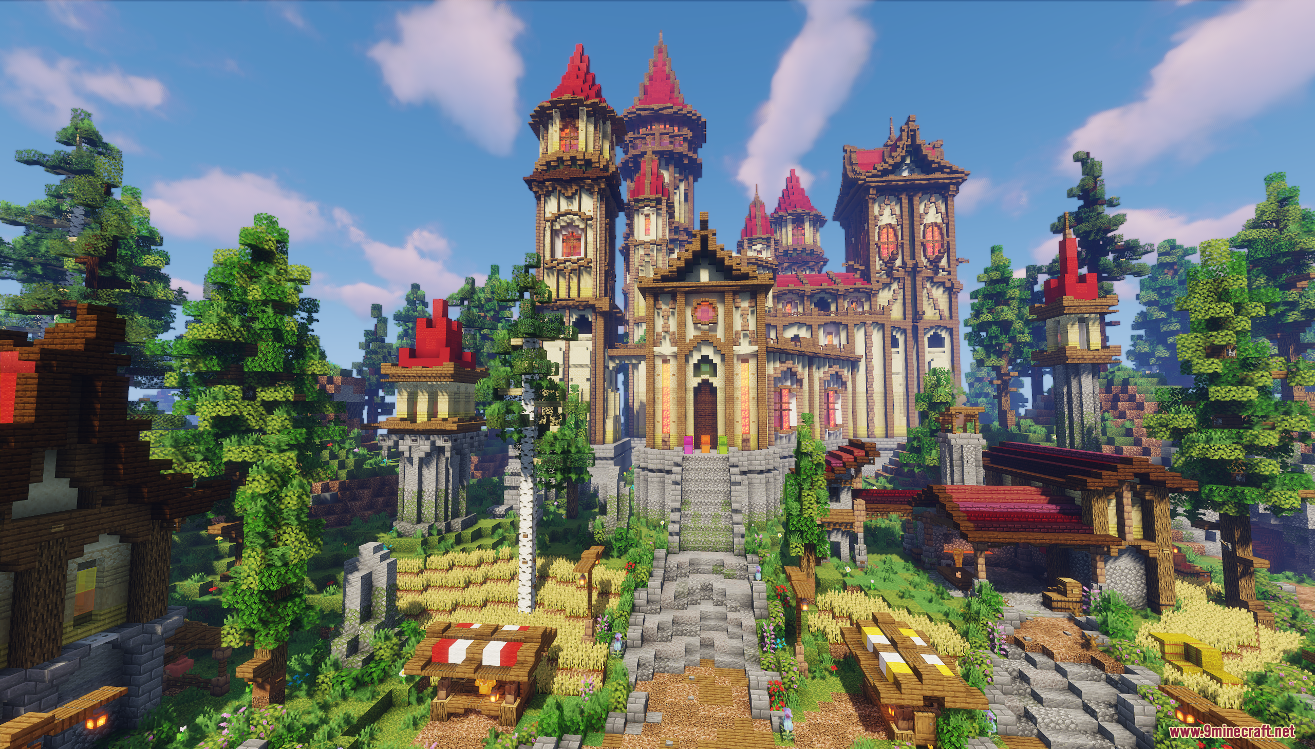 Zarakan Map Screenshot 1 A majestic medieval castle with red towers and a grand stone staircase