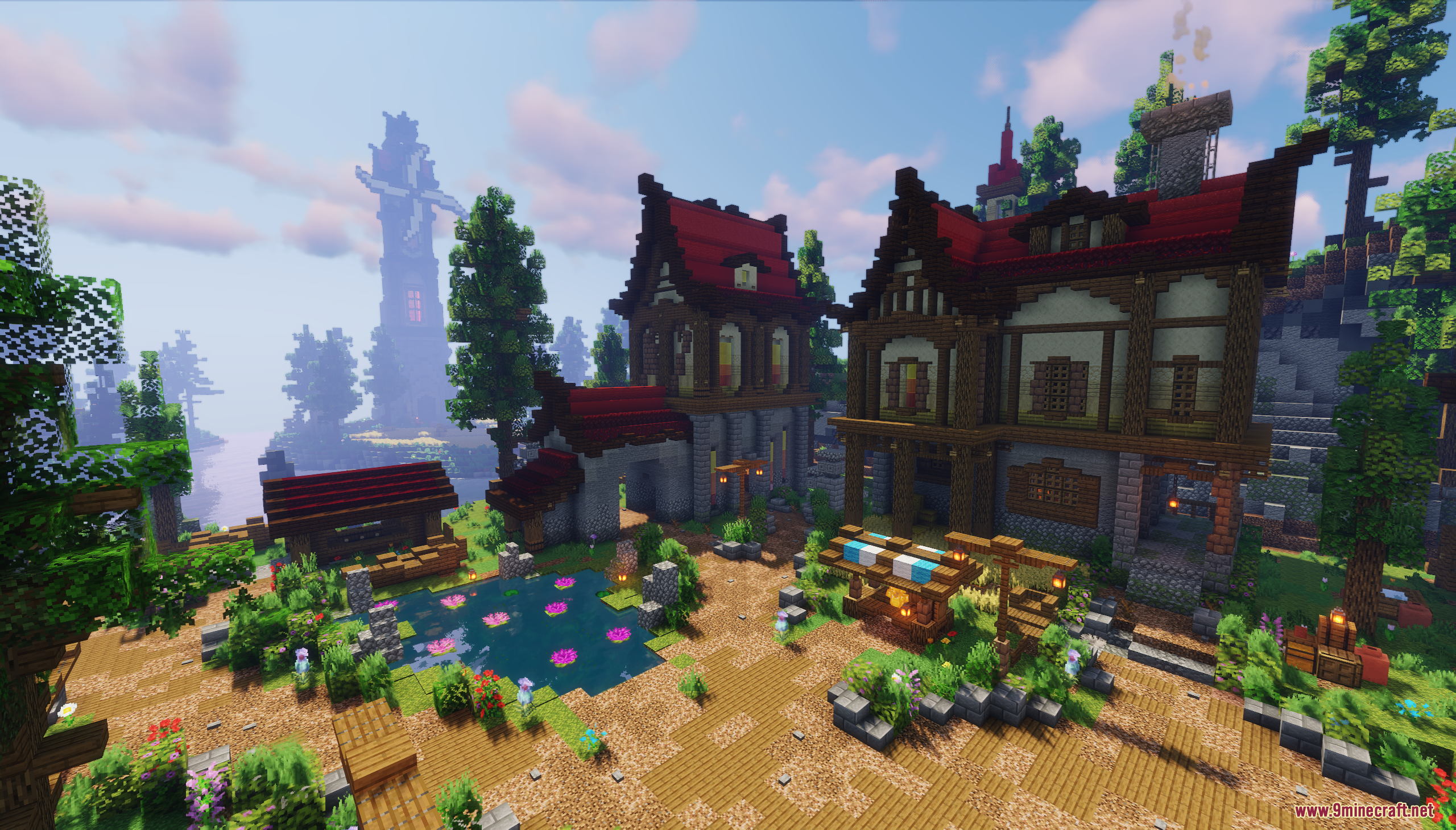 Zarakan Map Screenshot 3 A peaceful medieval village featuring detailed houses and a small lily pond