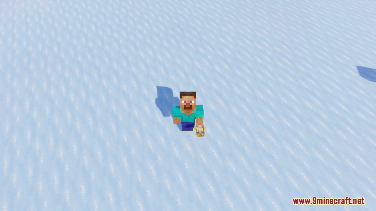 Zelda Totem of Undying Resource Pack Screenshot 4 Minecraft player stands on ice while holding a Princess Zelda totem item