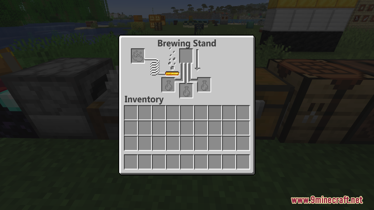 Zero Particles Resource Pack Screenshot 3 The Brewing Stand interface displays a clean and updated font for the text