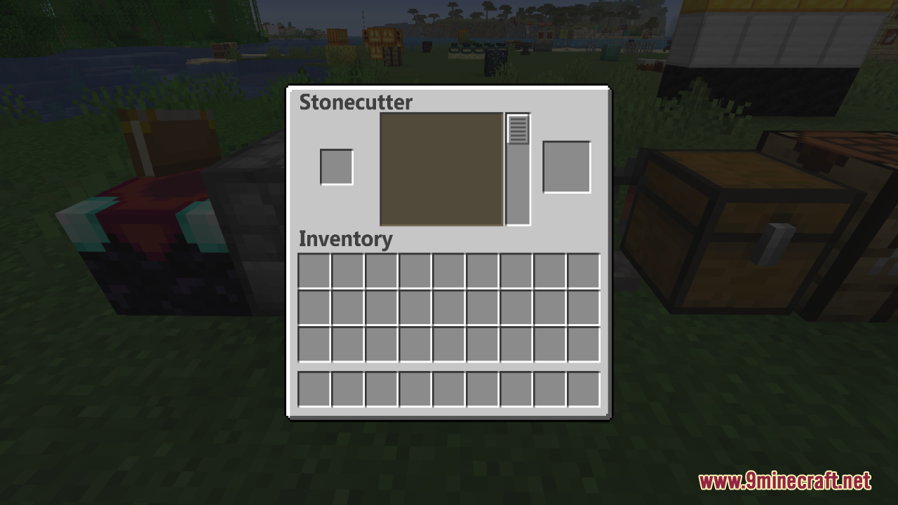 Zero Particles Resource Pack Screenshot 4 A Stonecutter interface featuring the neat font style from the Zero Particles pack