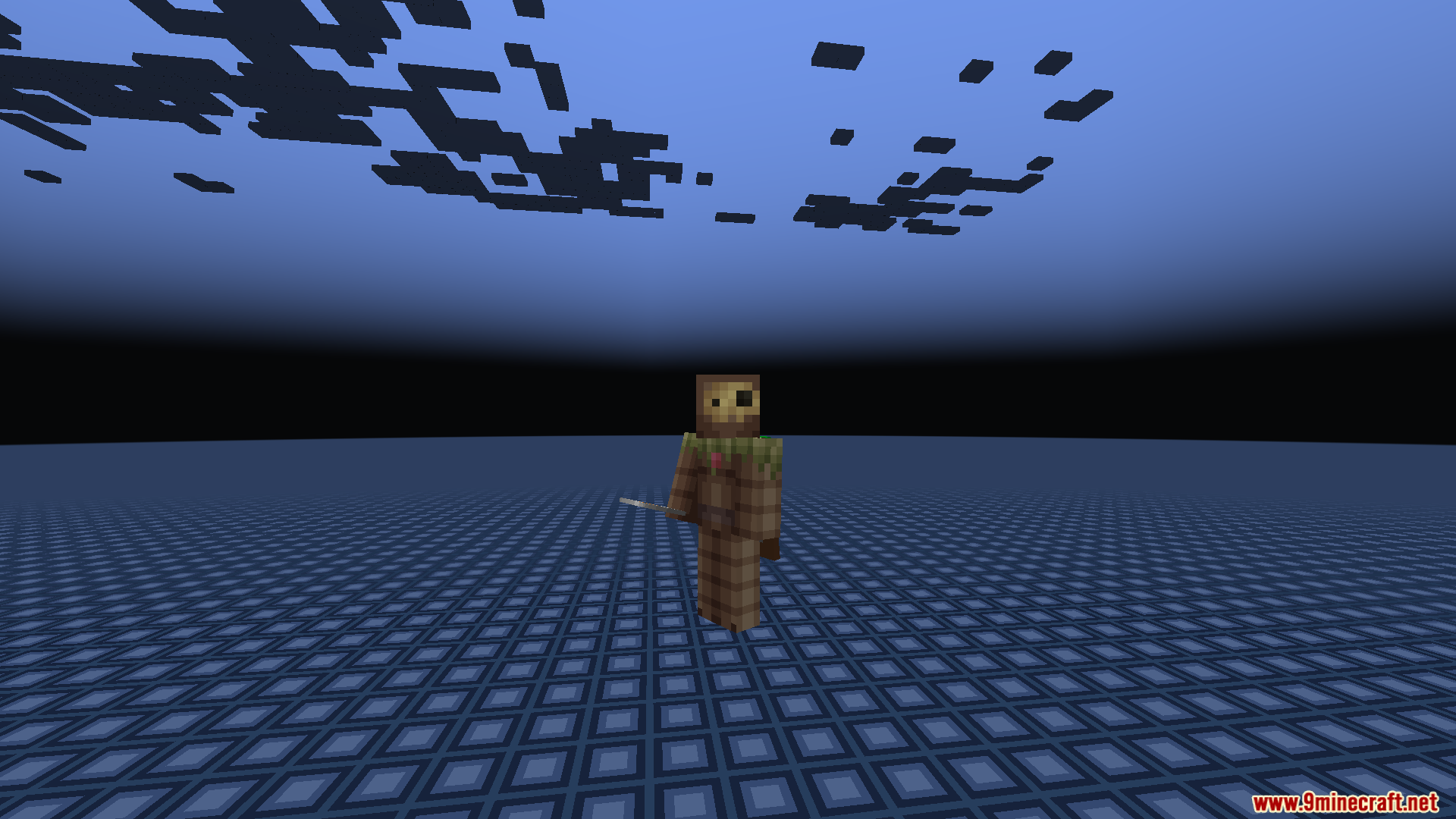 Zhipeiweidu Mod Screenshot 10 Minecraft character standing on a grid of Space Blocks in a private dimension