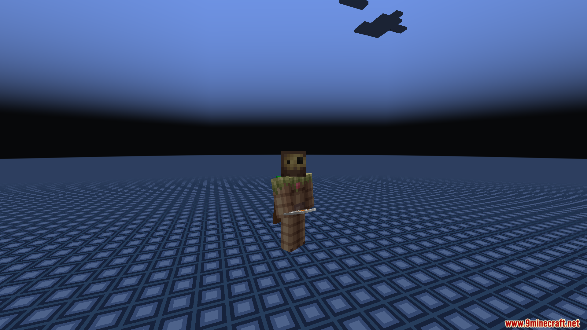 Zhipeiweidu Mod Screenshot 8 Character standing on a flat layer of space blocks in Minecraft