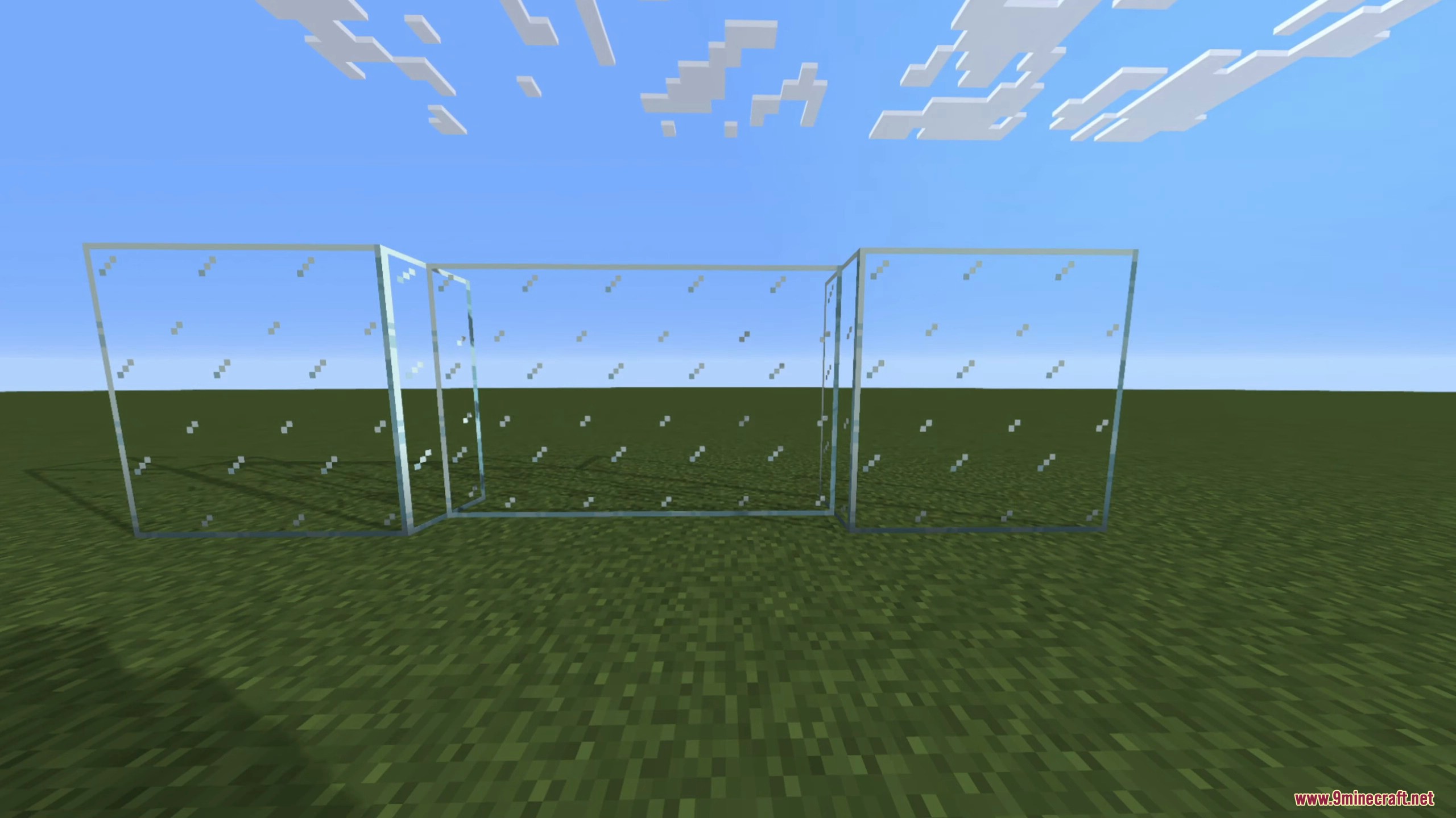 A large glass wall rendered as a single continuous pane instead of separate tiles