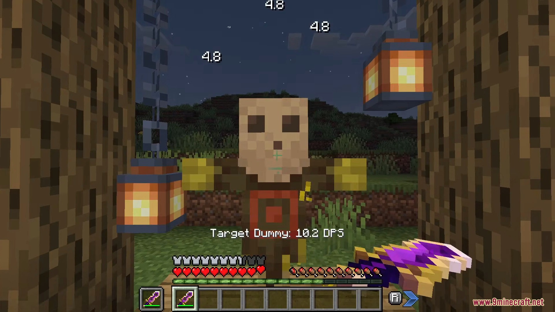Testing an enchanted weapon and reading the bonus damage on the dummy