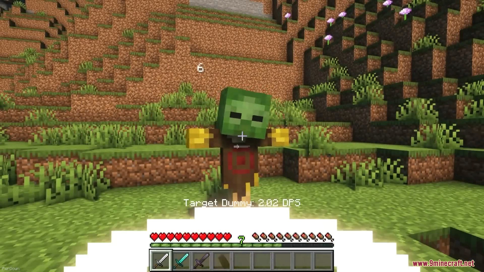 The dummy reacting to a freezing status effect