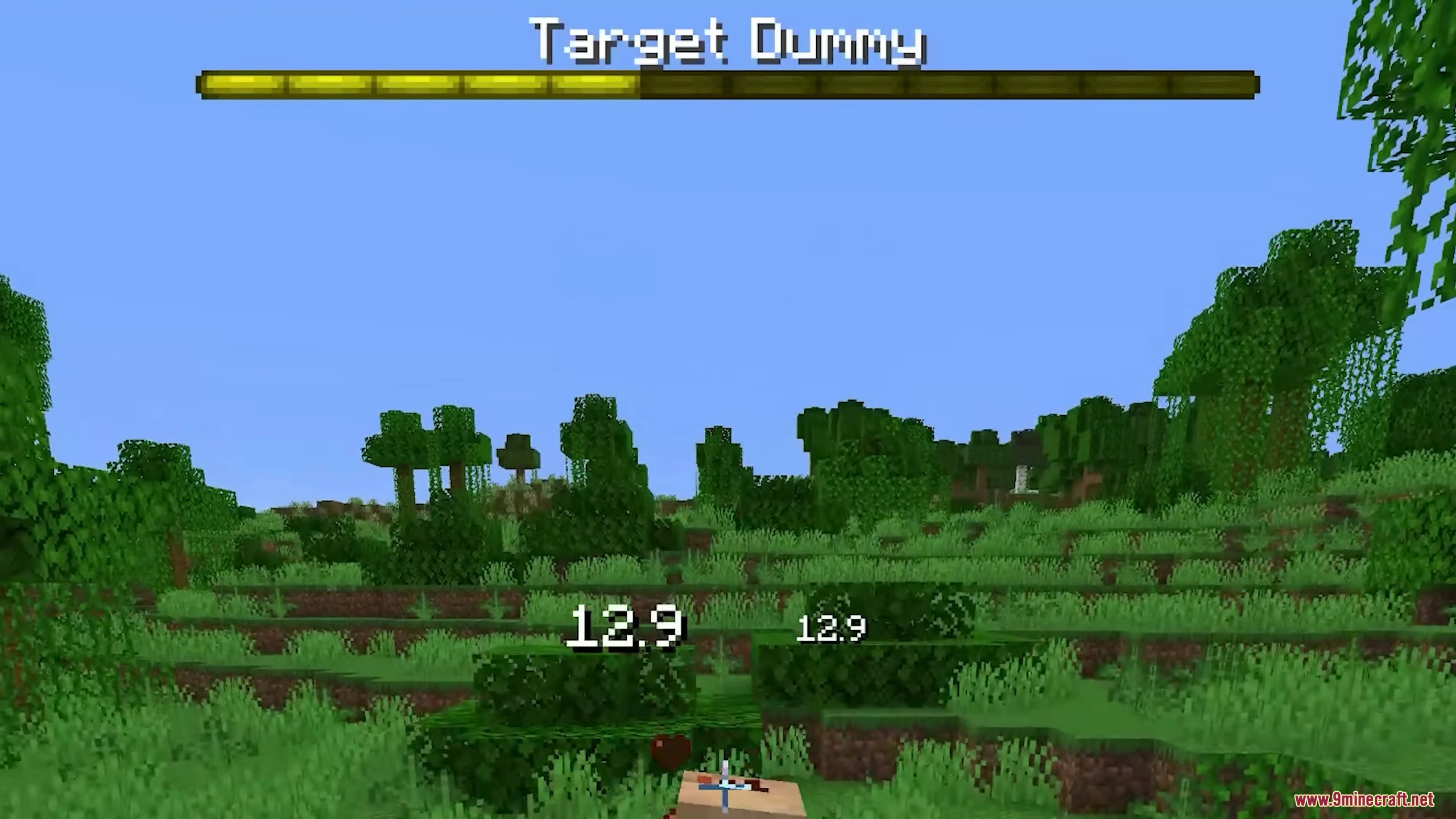 The dummy wearing an elytra to test gear combinations