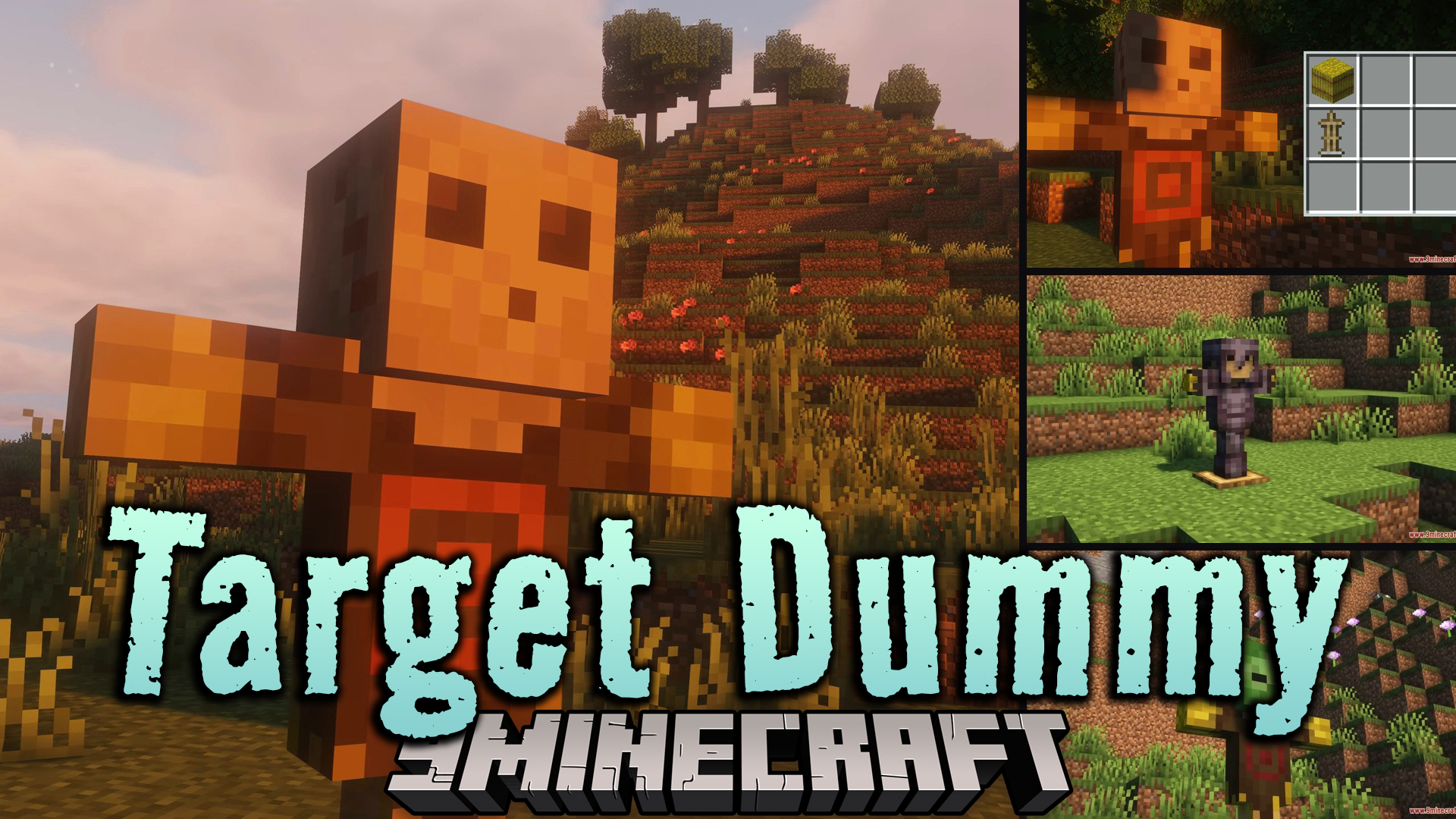 Target Dummy 9minecraft Mod adds a placeable training dummy that shows floating damage numbers and a live DPS readout