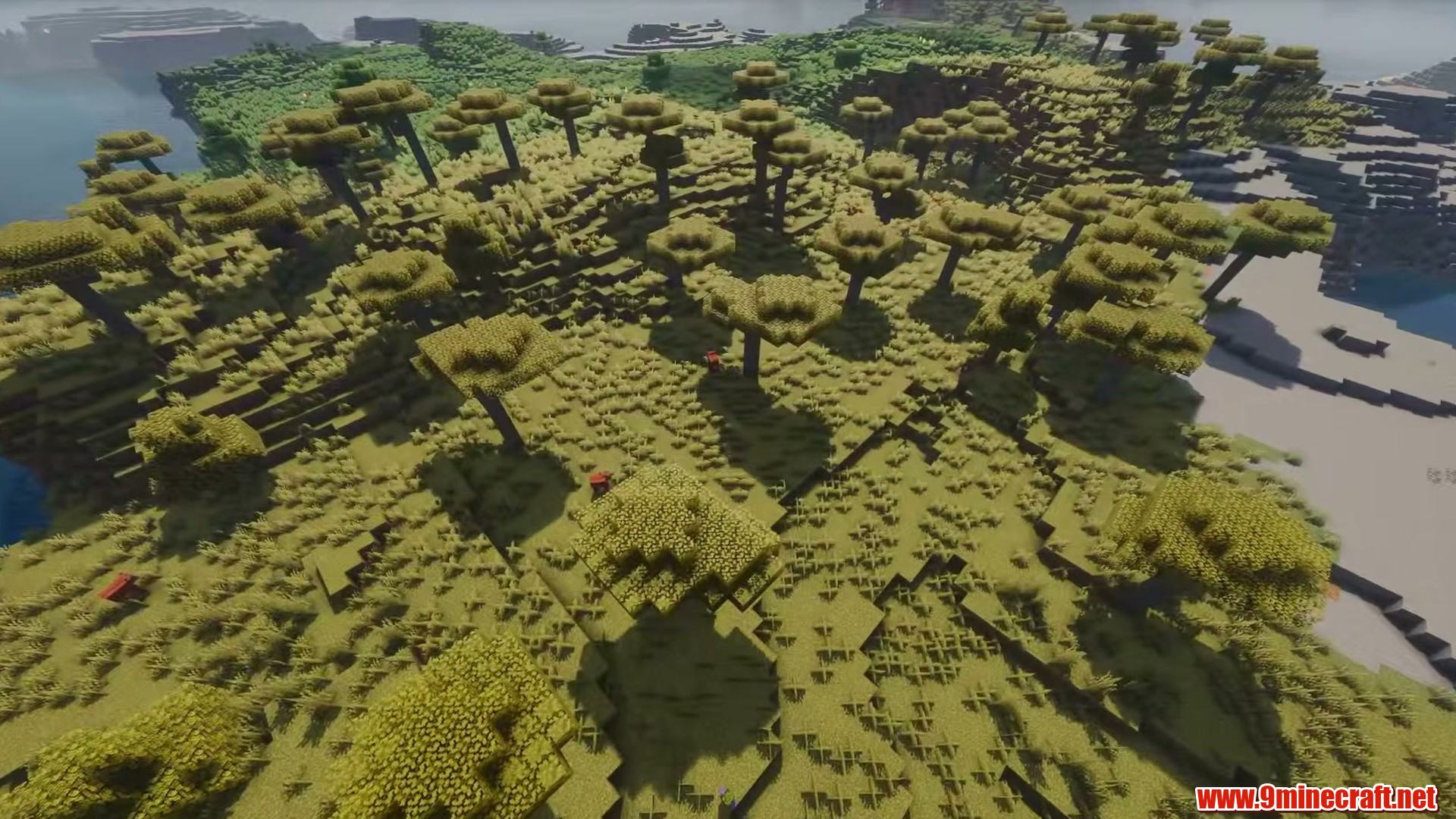 Flat Island Coastal Village in Minecraft seed 2241113242884256101