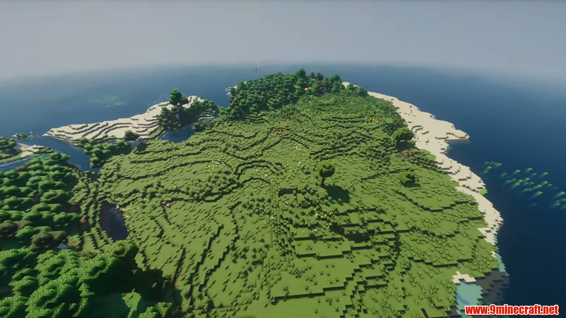 Terrain and landmarks in Minecraft seed -1425780742745036877