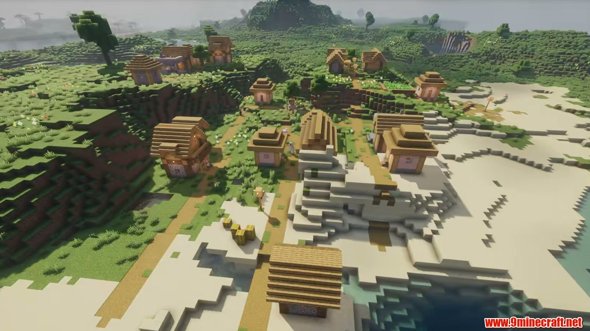 Terrain and landmarks in Minecraft seed -4735395197351101576