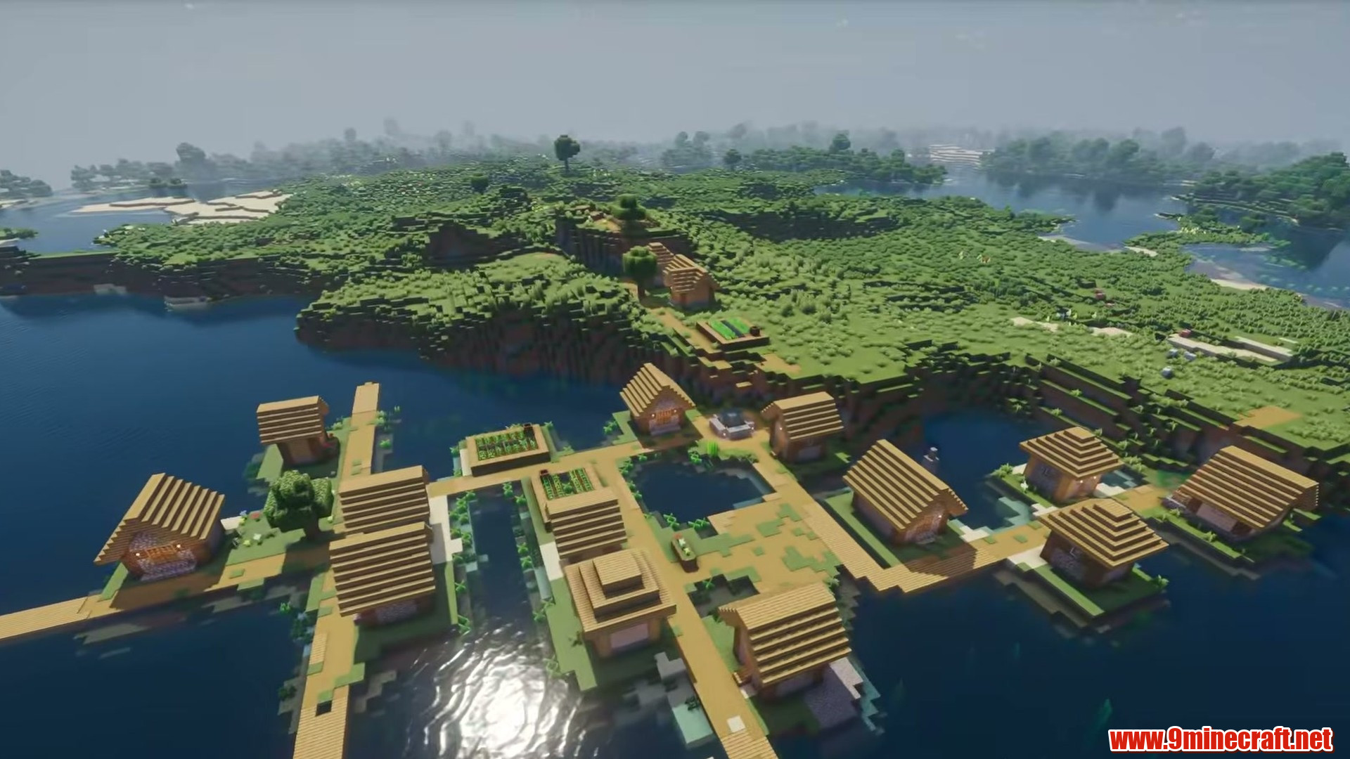 Terrain and landmarks in Minecraft seed -1737944467208383184
