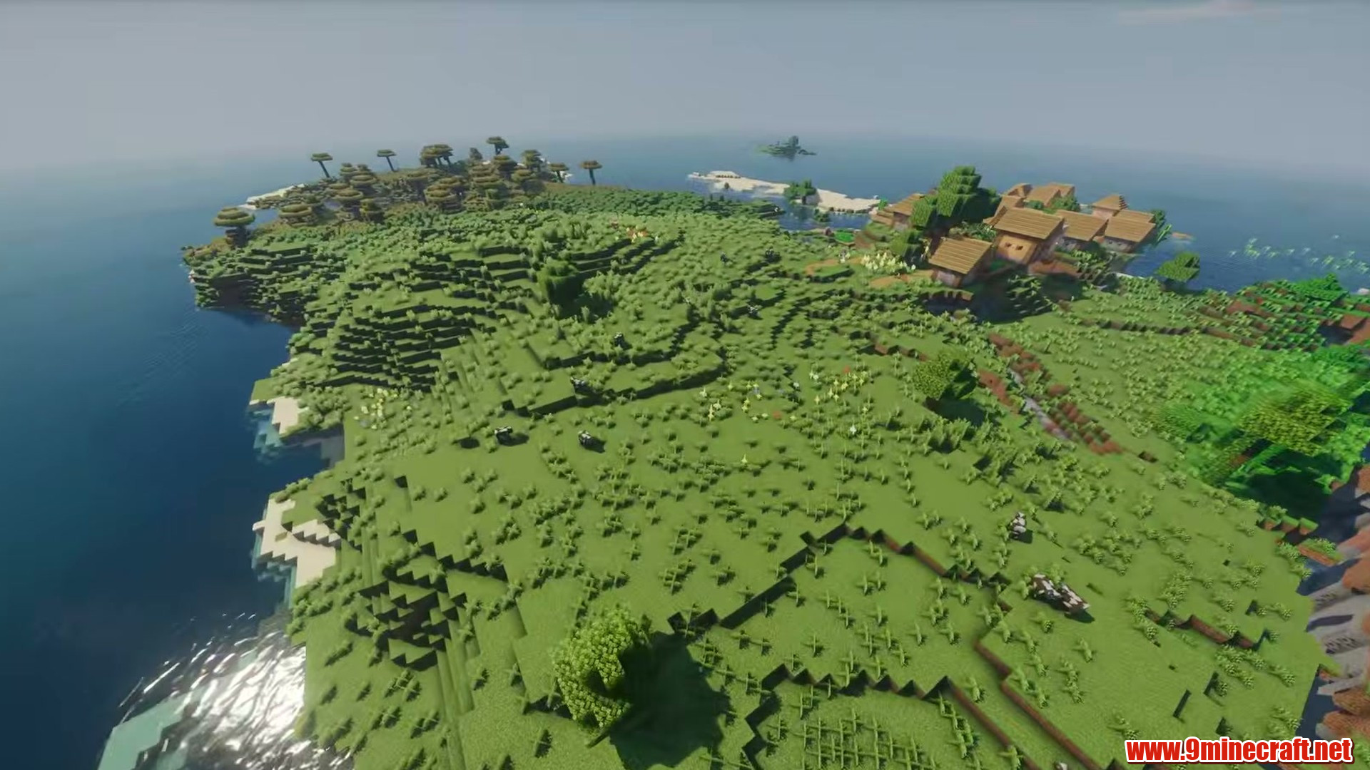 Flat Coastal Village in Minecraft seed 2067636177799515555