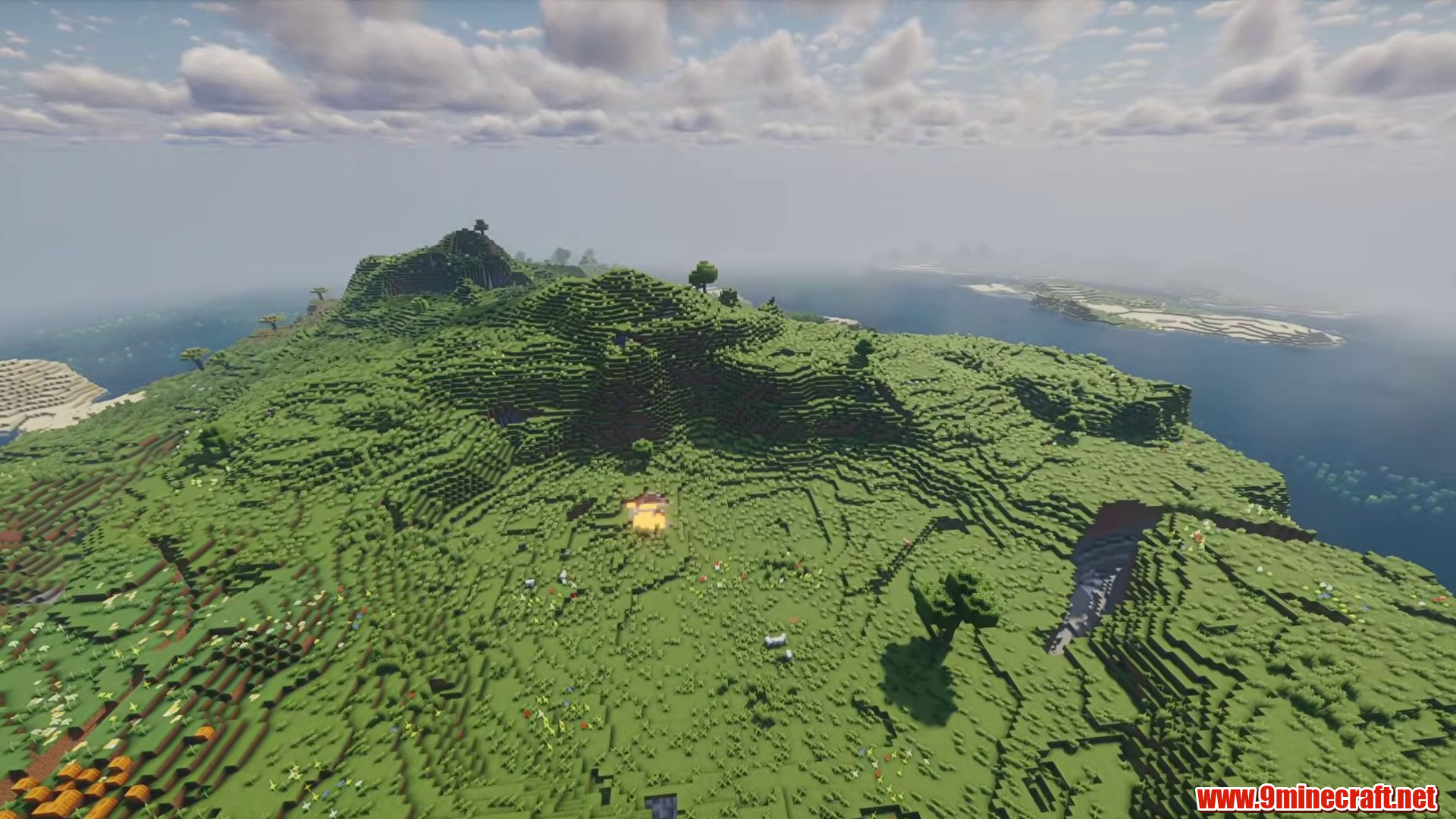Scenic terrain from Minecraft seed -7450659589827728217