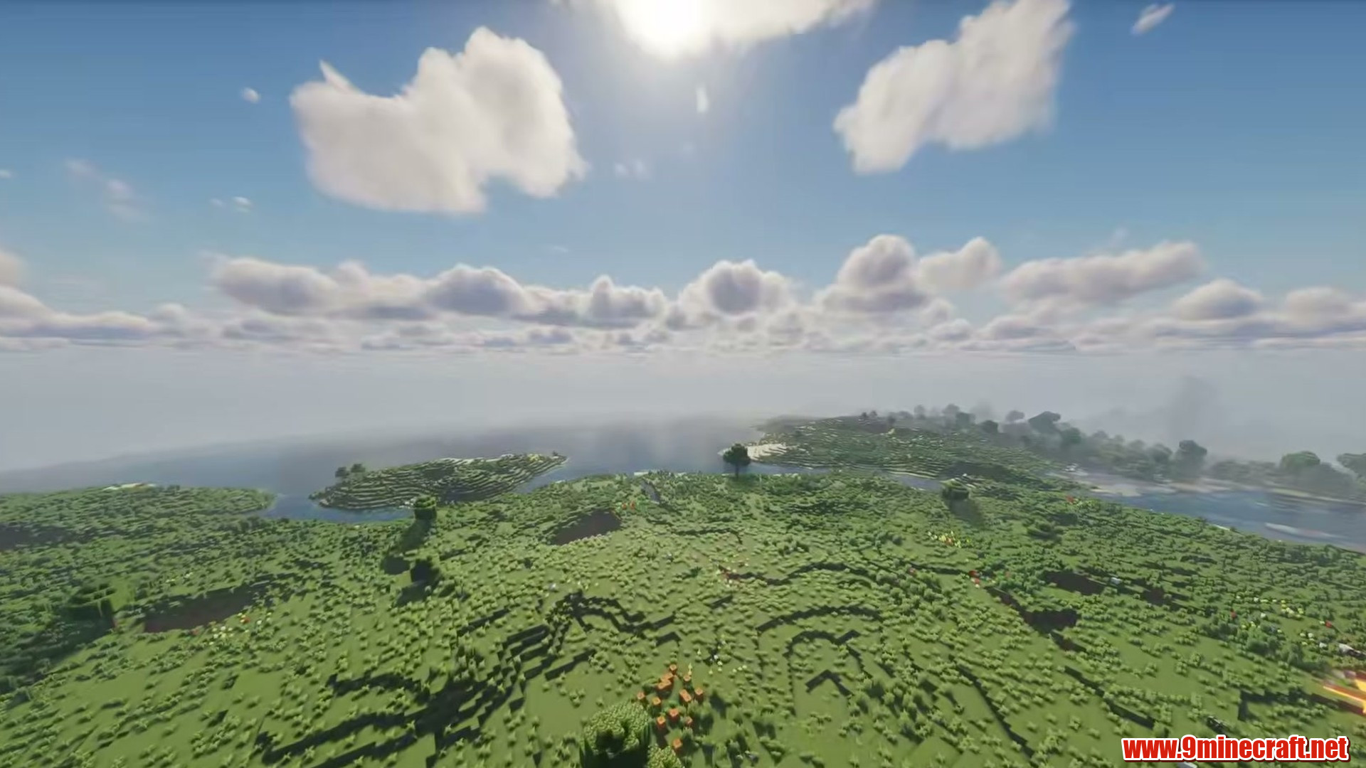 Terrain and landmarks in Minecraft seed 8957817210023439295