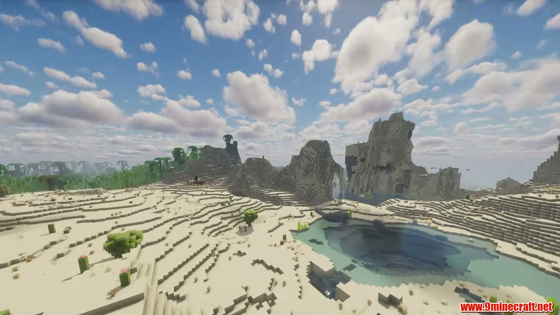 Terrain and landmarks in Minecraft seed -3930518697712171566