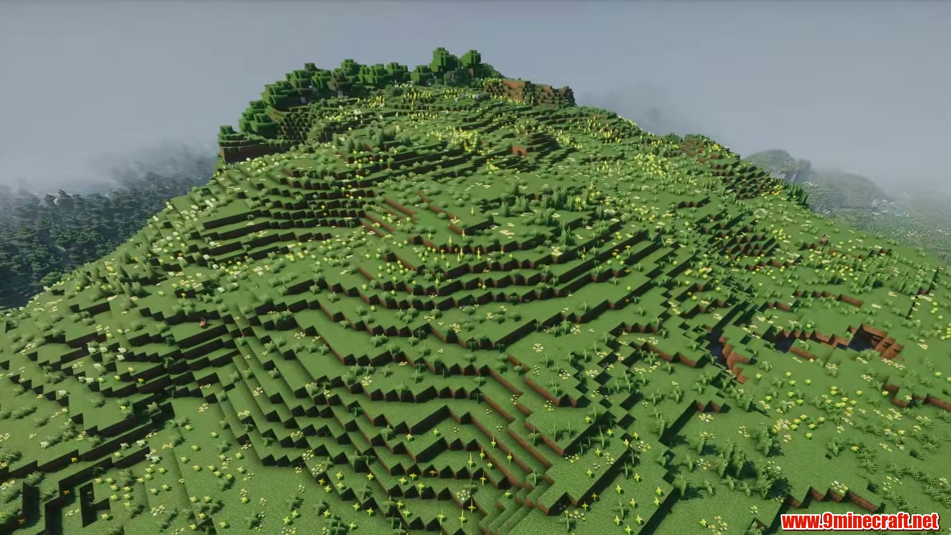 Terrain and landmarks in Minecraft seed -210532283818288973