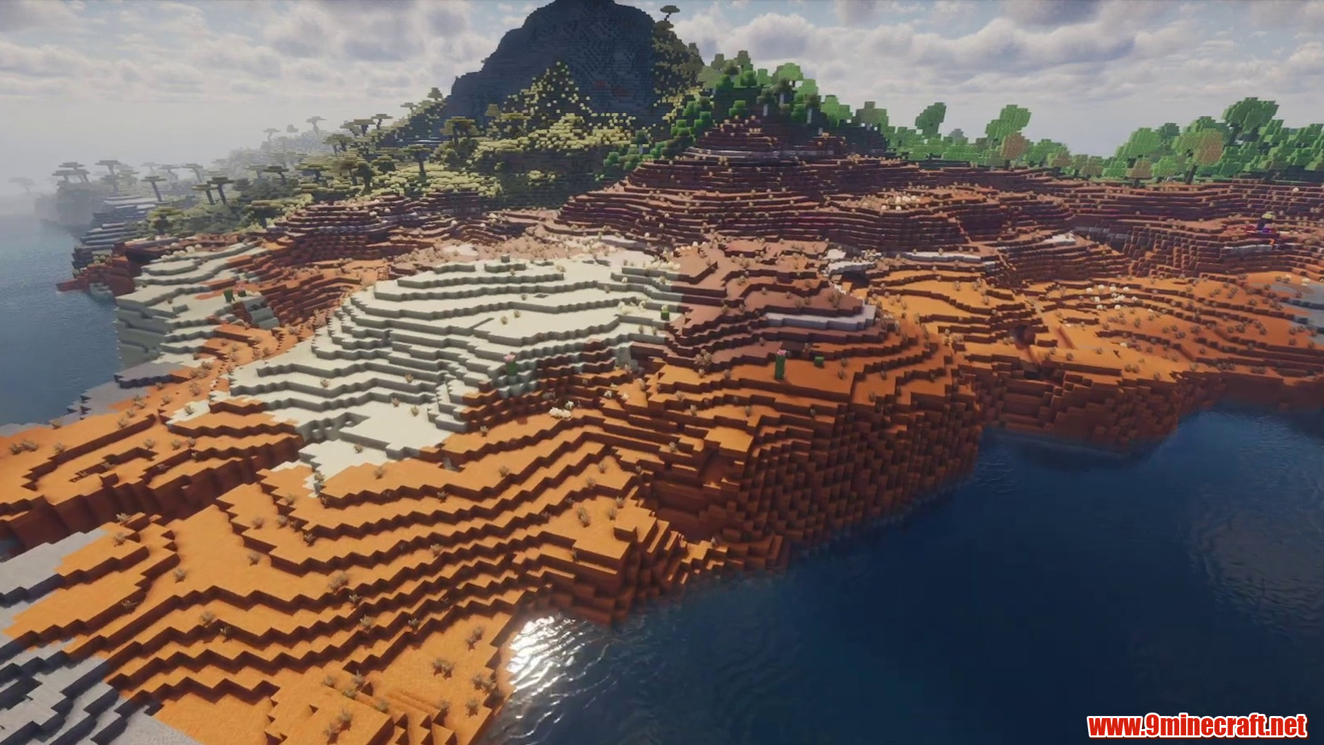 Badlands island building site in Minecraft seed 3455241211211798007