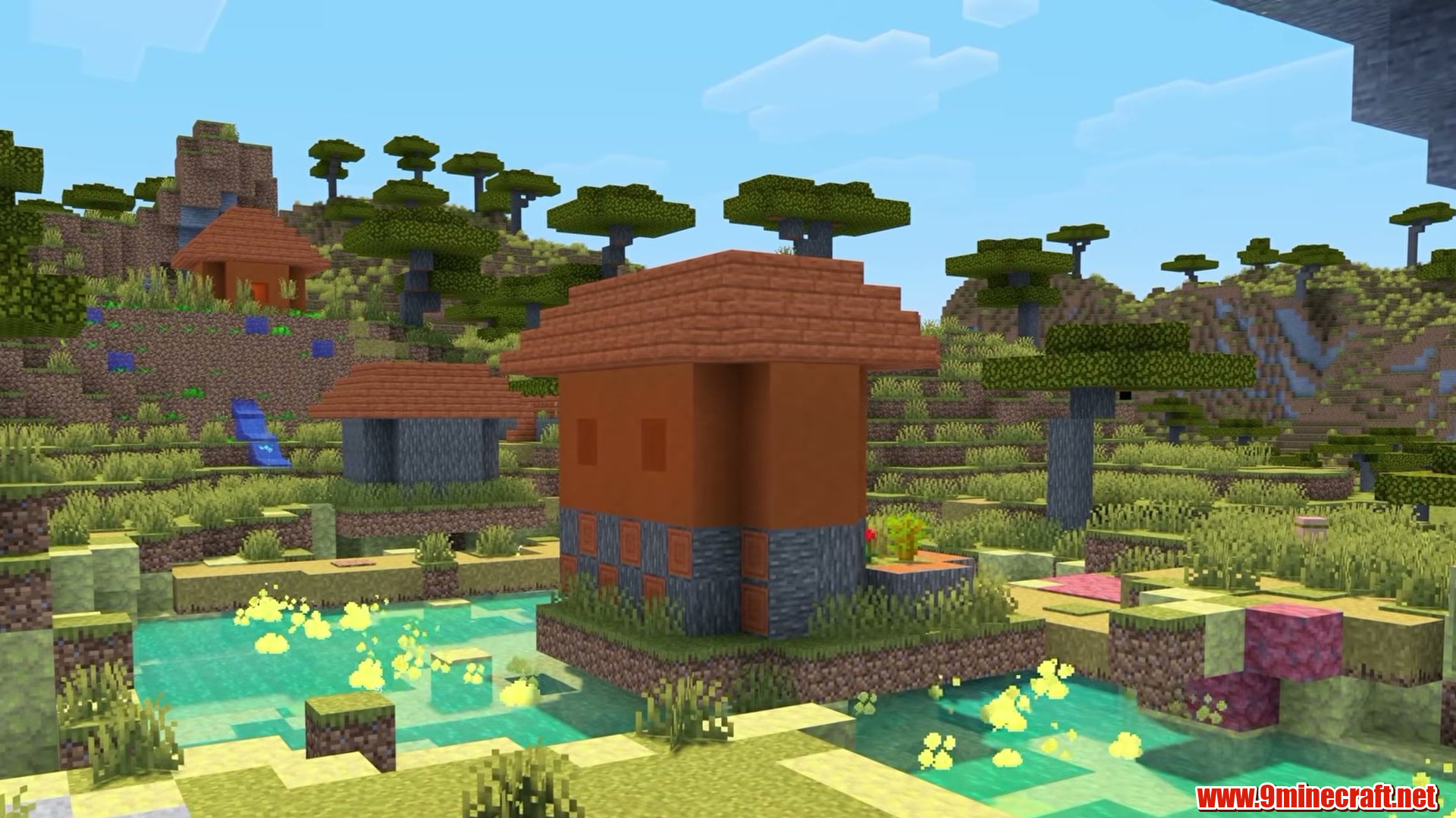 Terrain and landmarks in Minecraft seed 176549799987