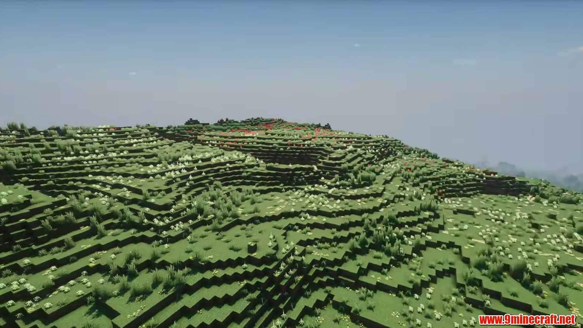 Terrain and landmarks in Minecraft seed -1579169606579458383