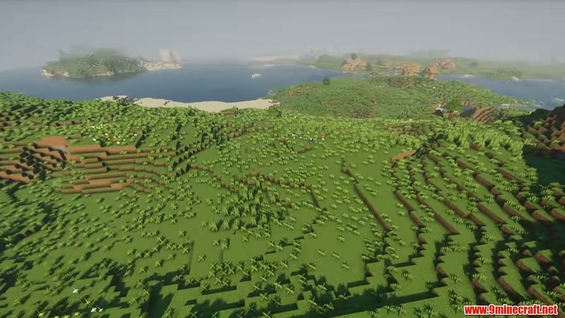Terrain and landmarks in Minecraft seed 6765765532765530651