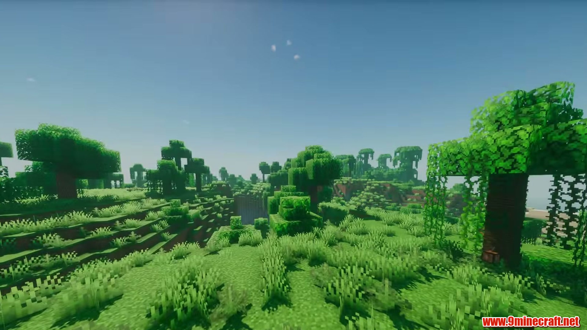 Terrain and landmarks in Minecraft seed -5428605412622482864