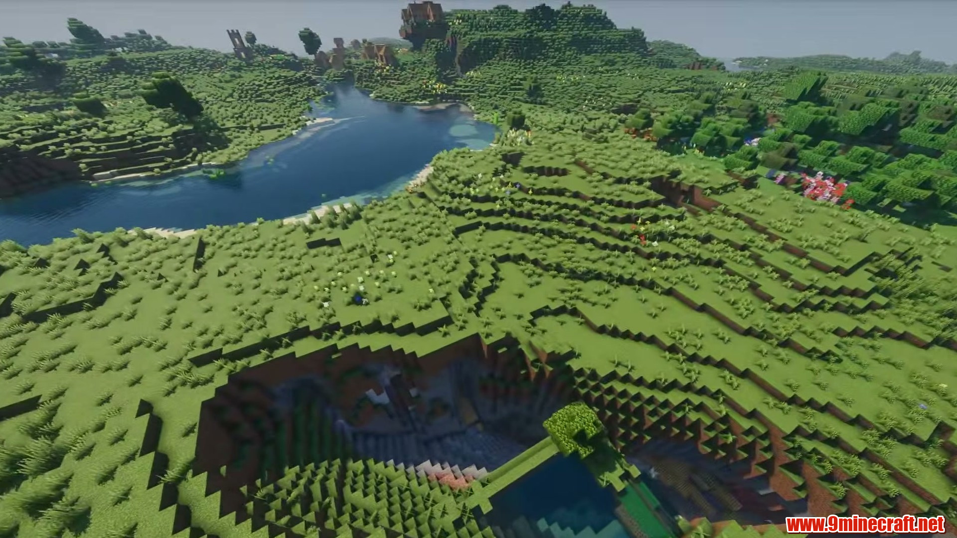 Flat Village and Mineshaft in Minecraft seed -6709307015420174202