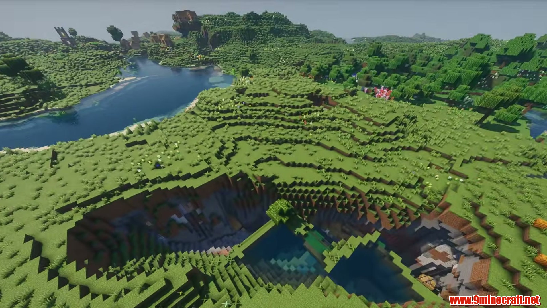 Terrain and landmarks in Minecraft seed -6709307015420174202