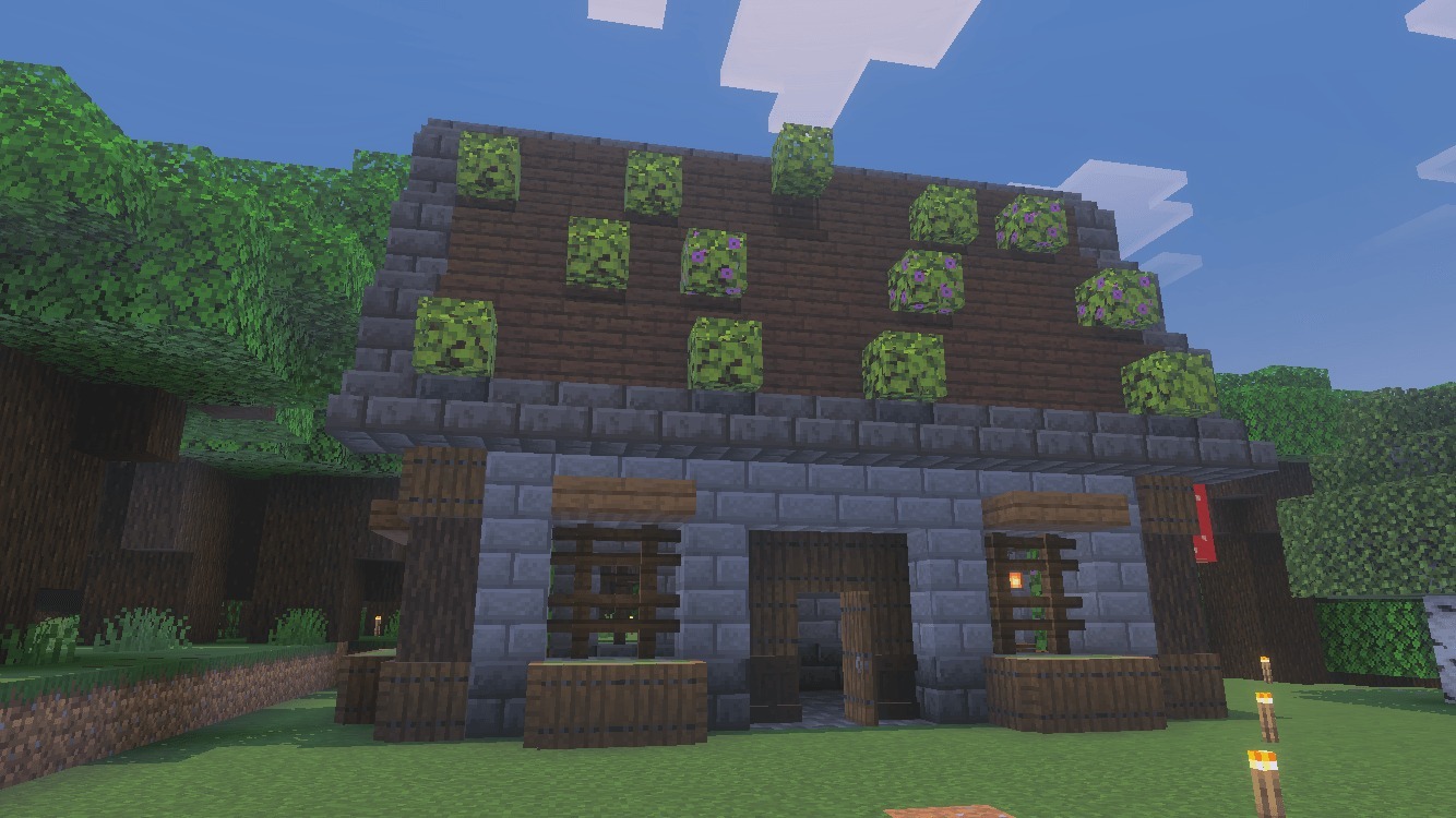 1500 Days Hardcore Survival Ultimate Minecraft World Map Screenshot 2 A stone brick house with leaf blocks on the dark wooden roof