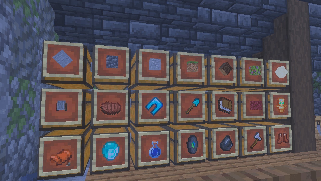 1500 Days Hardcore Survival Ultimate Minecraft World Map Screenshot 8 Organized storage system with chests and item frames for long term survival