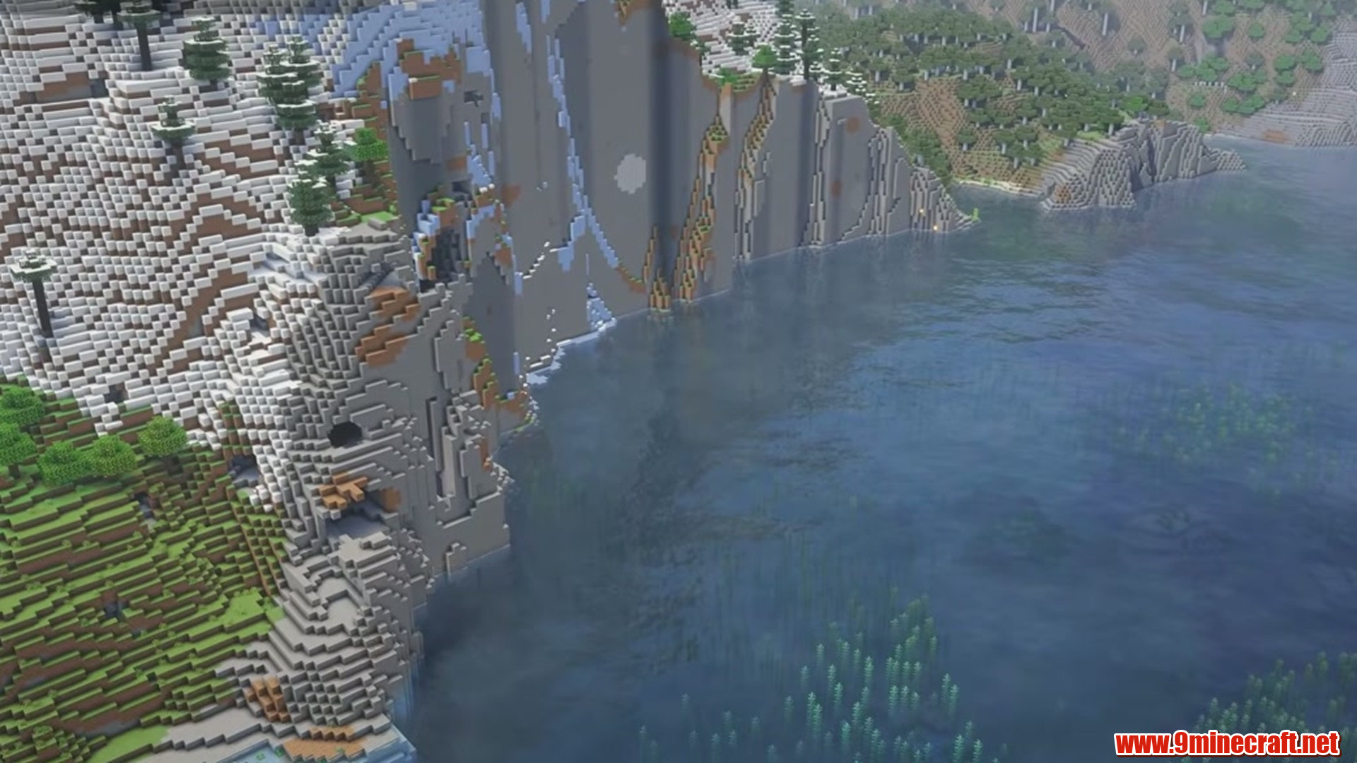 Wall of cliffs in Minecraft seed 5677787649618462790