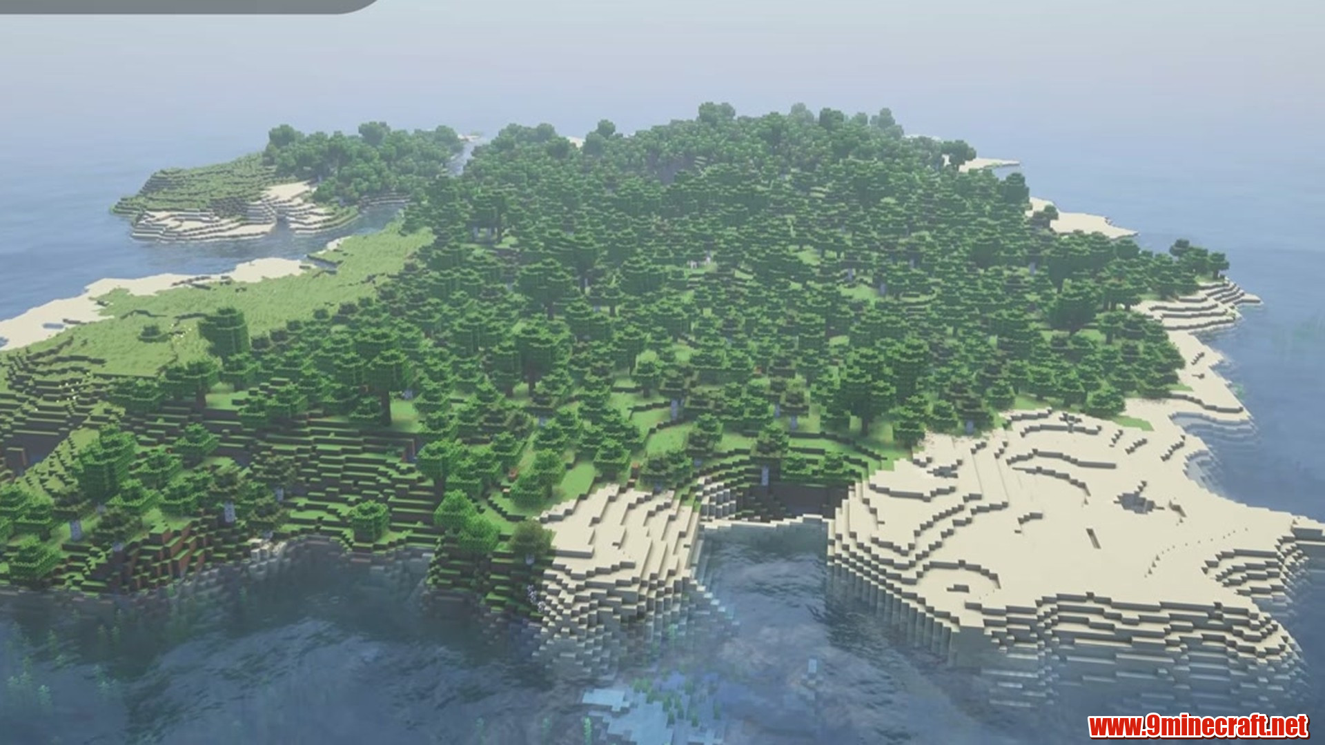 Decently sized island (perfect for an island build) in Minecraft seed 3165042942811712963