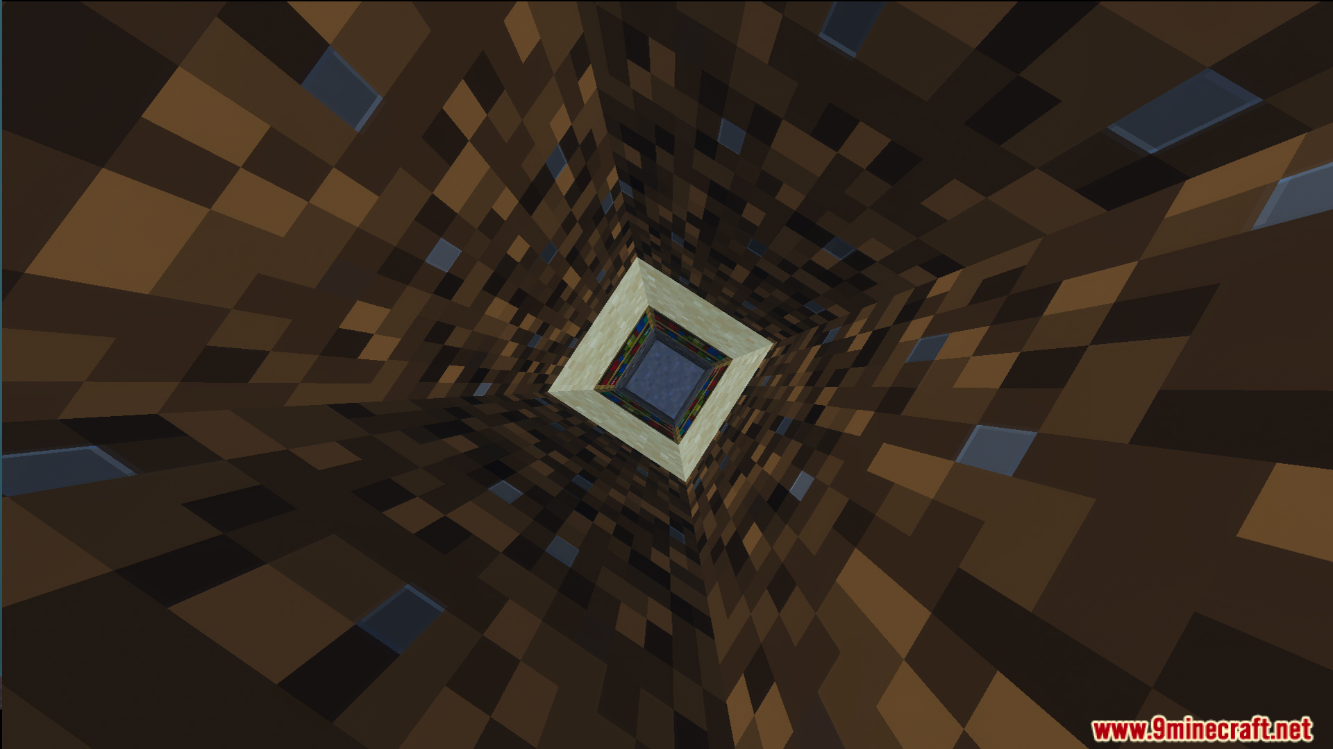 A 100 Layer Survival Map Screenshot 7 Looking down a deep square hole through many layers of brown dirt blocks