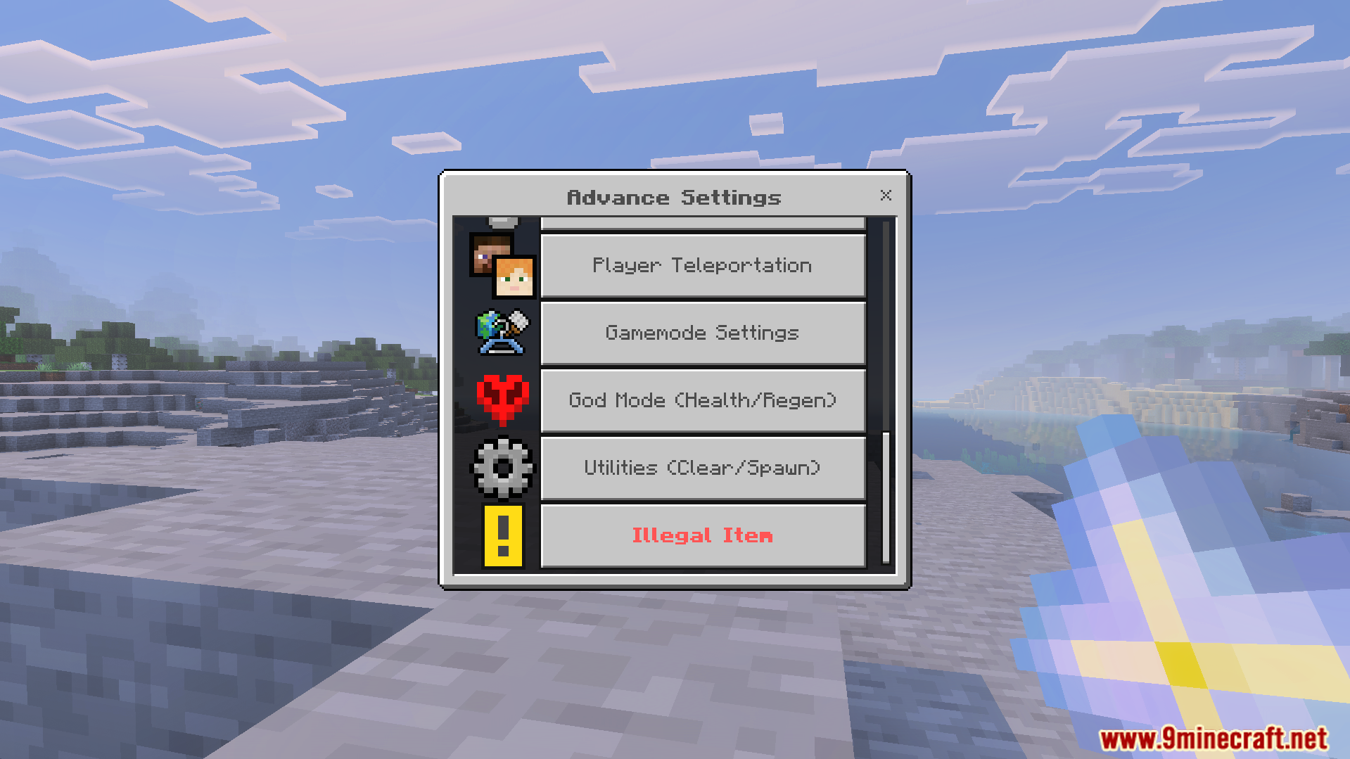 Advance Settings Addon Screenshot 5 Advance Settings Addon menu showing teleportation and god mode options