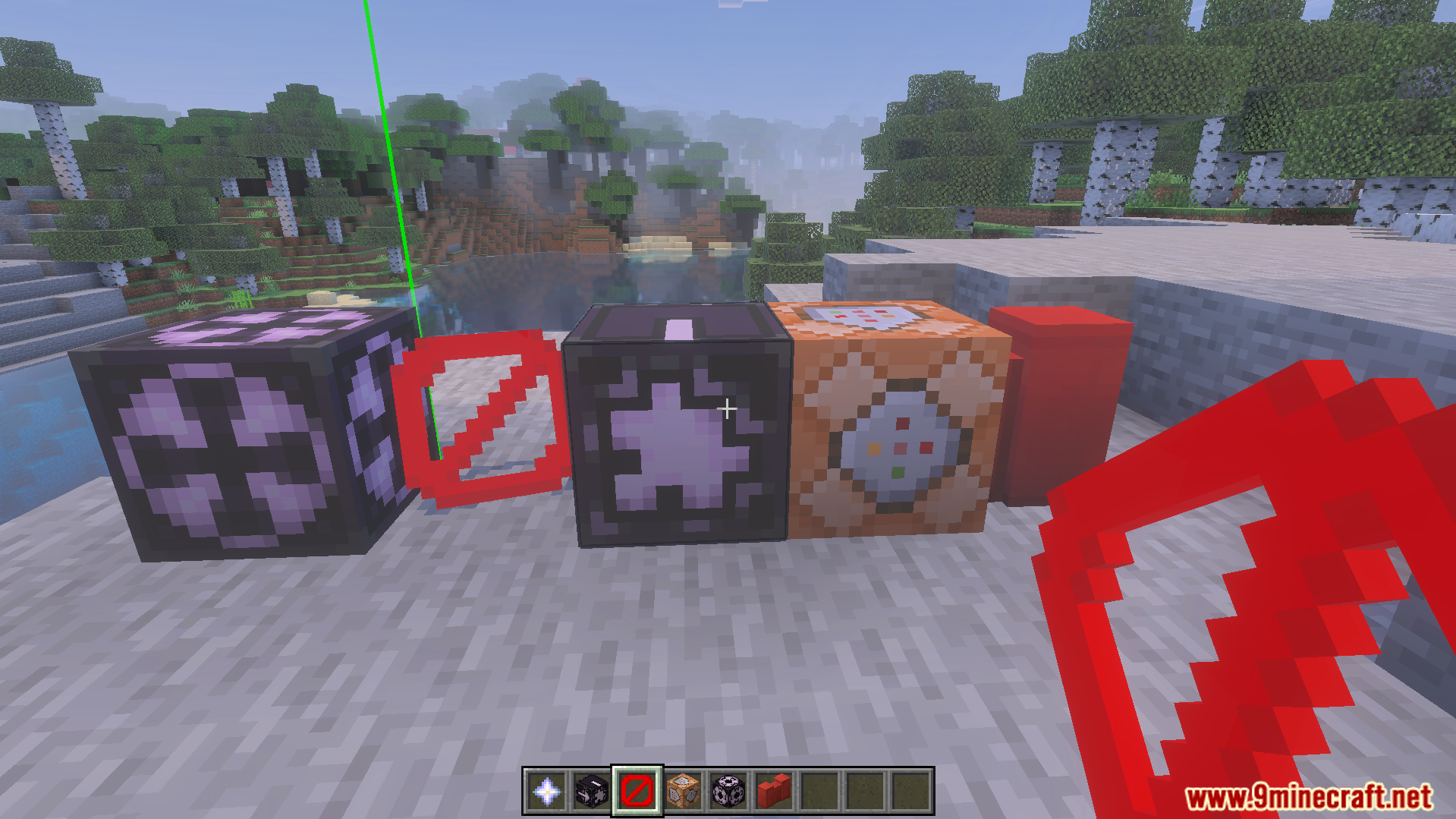 Advance Settings Addon Screenshot 6 Technical blocks including command blocks and barriers placed on the ground