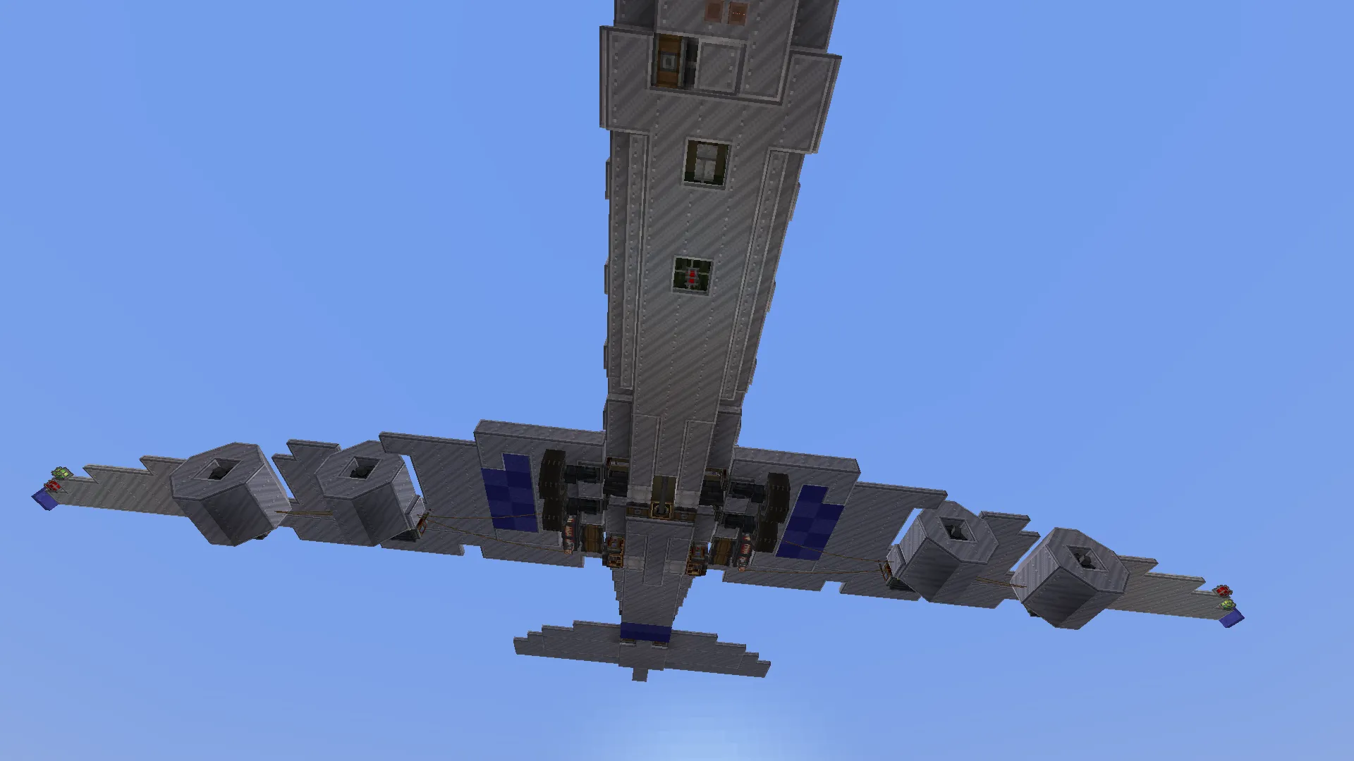 Airway D340 Link with a Real Joystick to Fly Schematic Screenshots 1 Bottom view of a Minecraft airplane showing its wings and landing gear