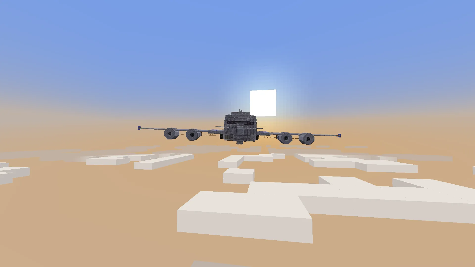Airway D340 Link with a Real Joystick to Fly Schematic Screenshots 2 The Airway D340 airplane flying through the sky above white blocky clouds