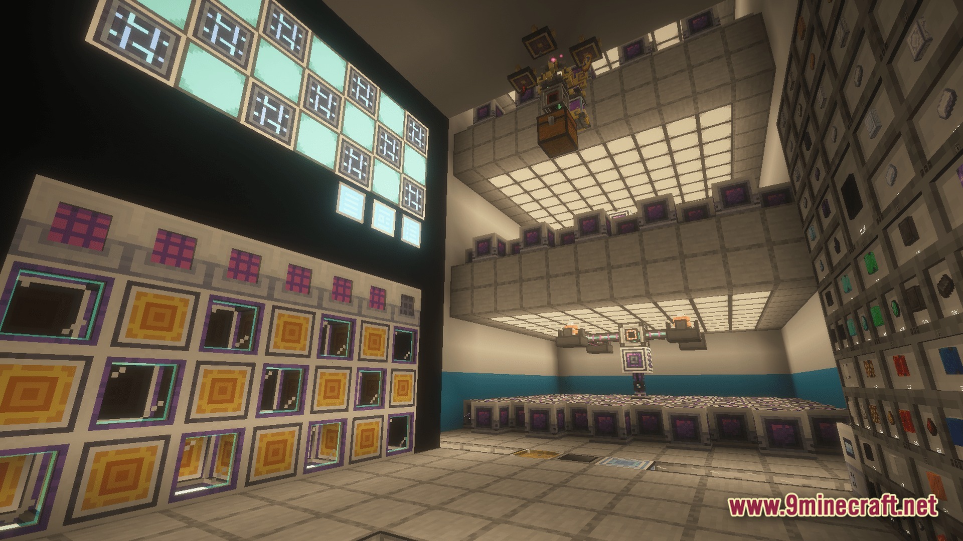 All The Mods 10 ATM10 Modpack Screenshot 10 An automated storage and crafting room featuring Applied Energistics 2 and Functional Storage networks