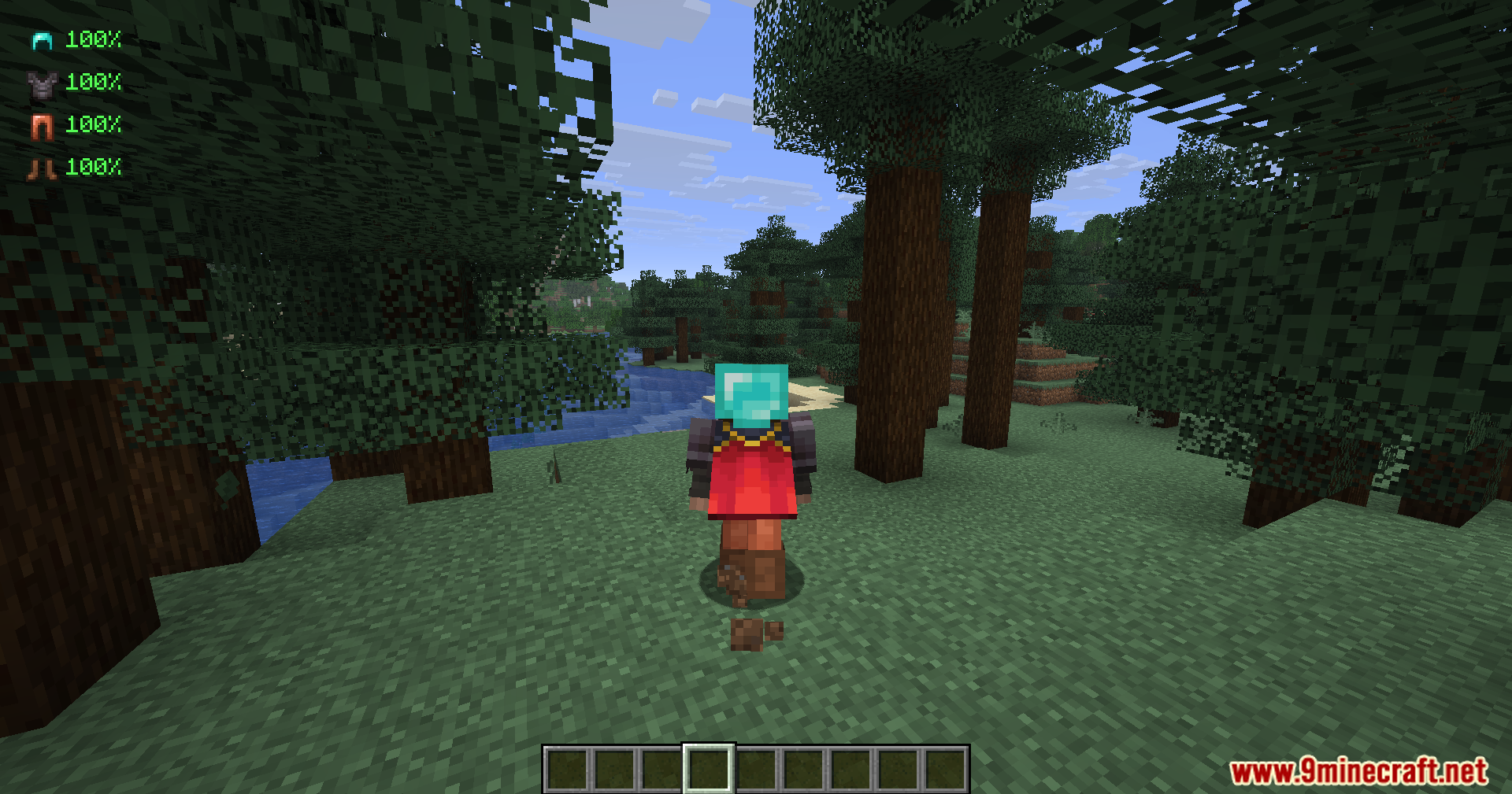 Armour Durablity Hud Mod Screenshot 7 Armour Durability Hud Mod showing gear status in a forest