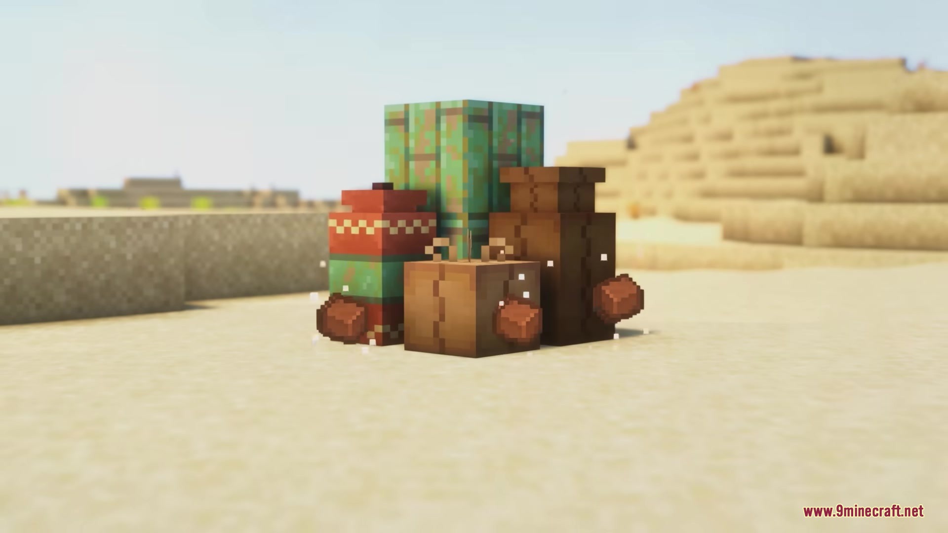 Artisan Pottery Mod features custom clay pots and jars in the desert