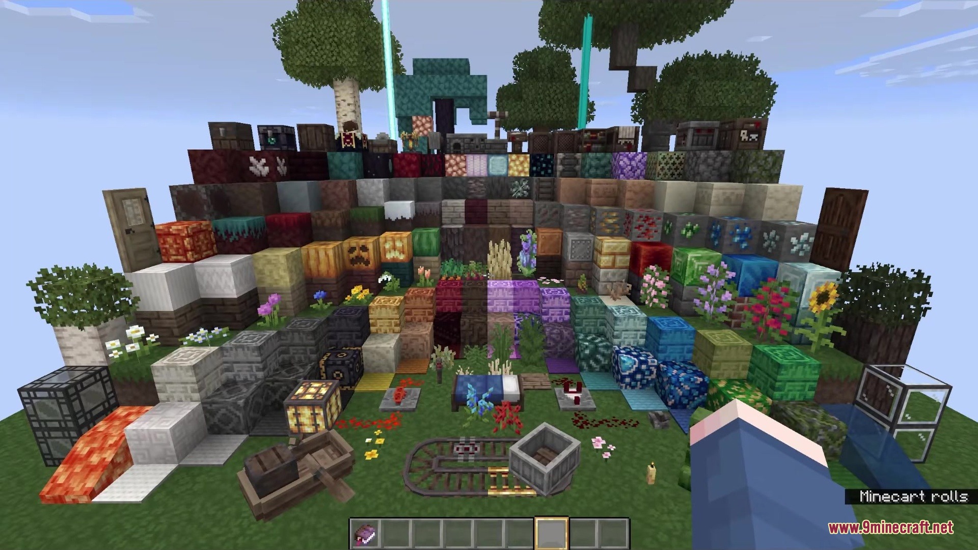 Comprehensive grid display of blocks and items from Ashen 16x Resource Pack