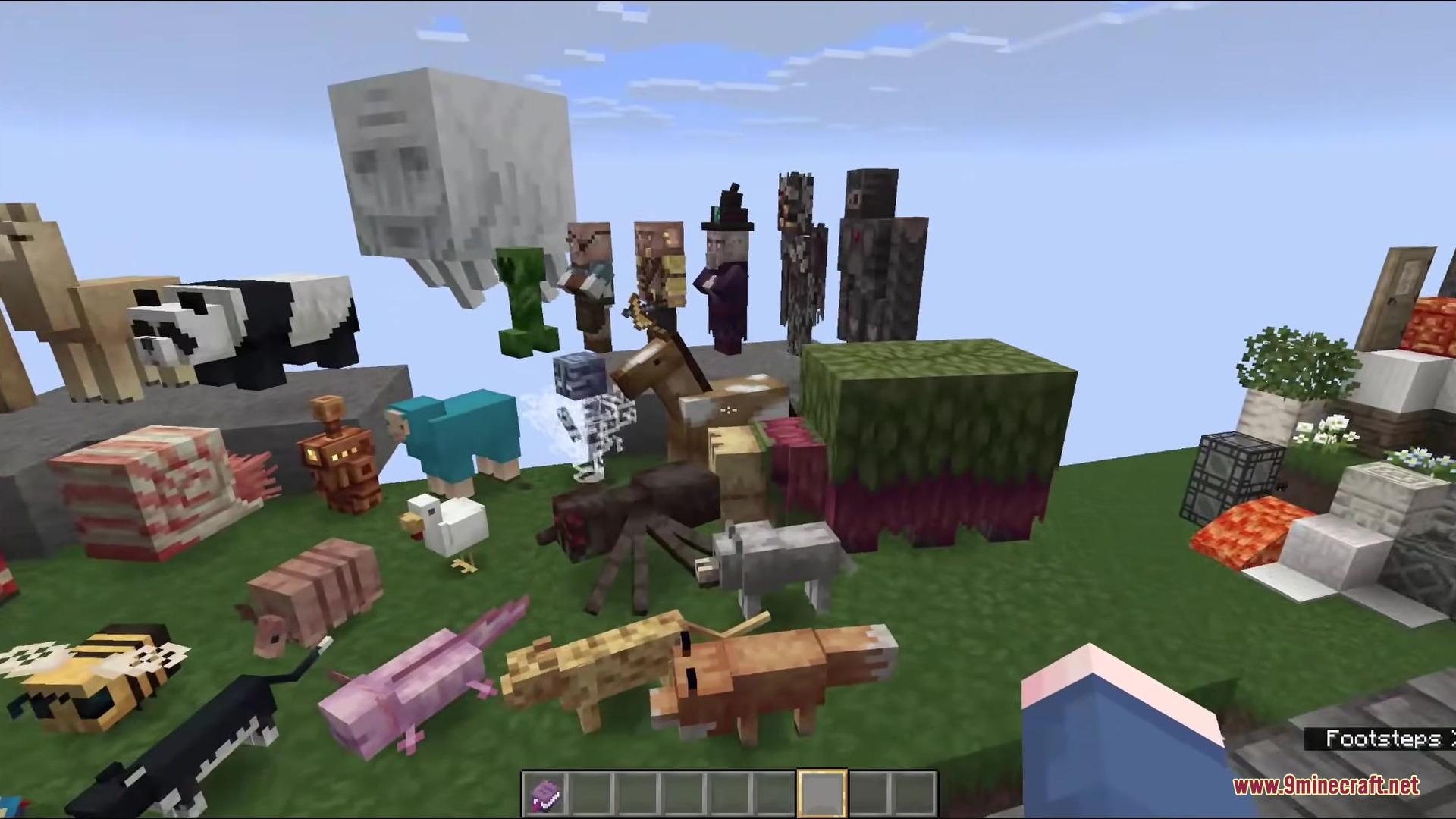 Various Minecraft mobs displayed with stylized medieval fantasy textures