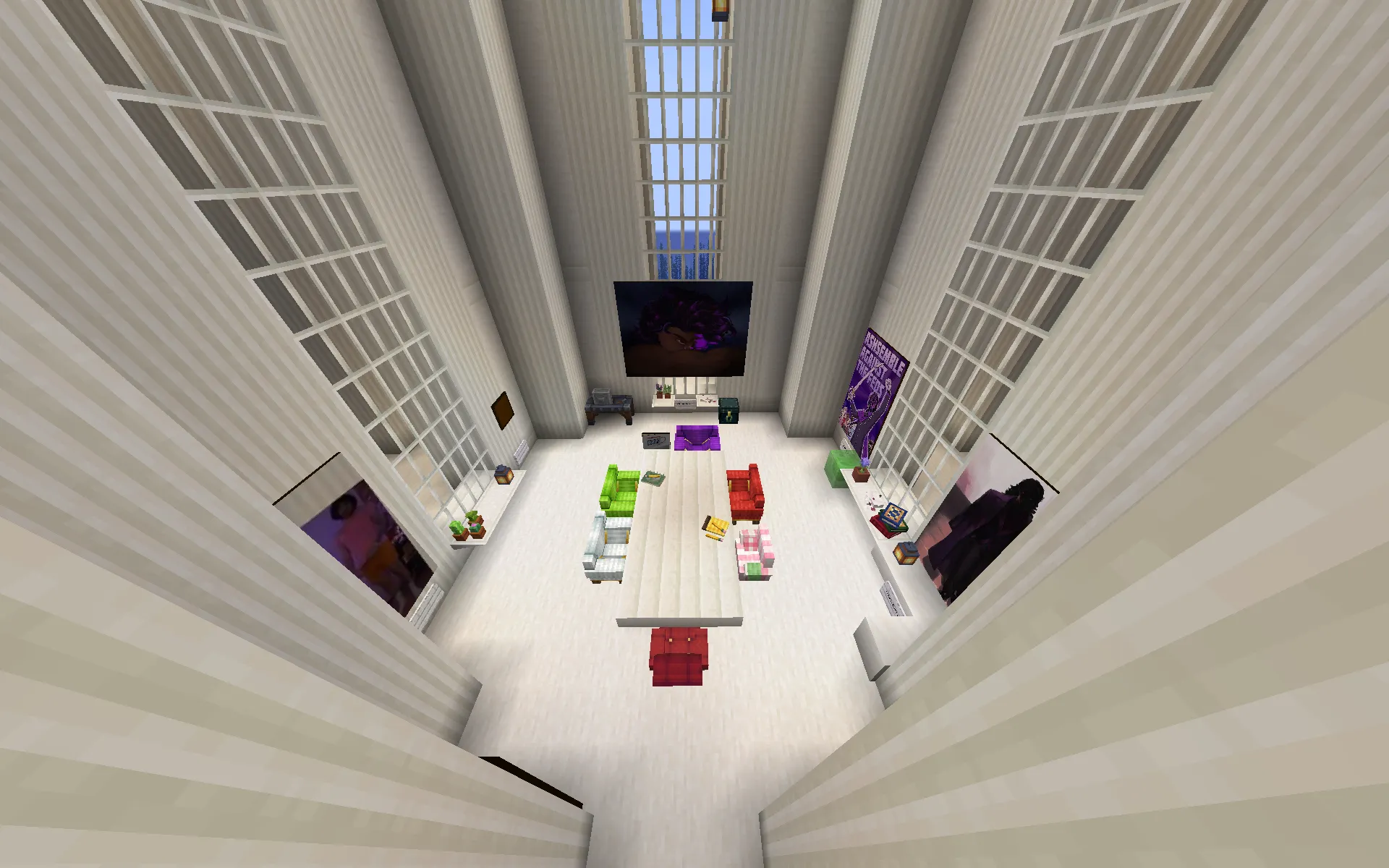 Ashswags Pantheon Schematic Screenshots 2 A spacious white meeting room with a long table and colorful chairs