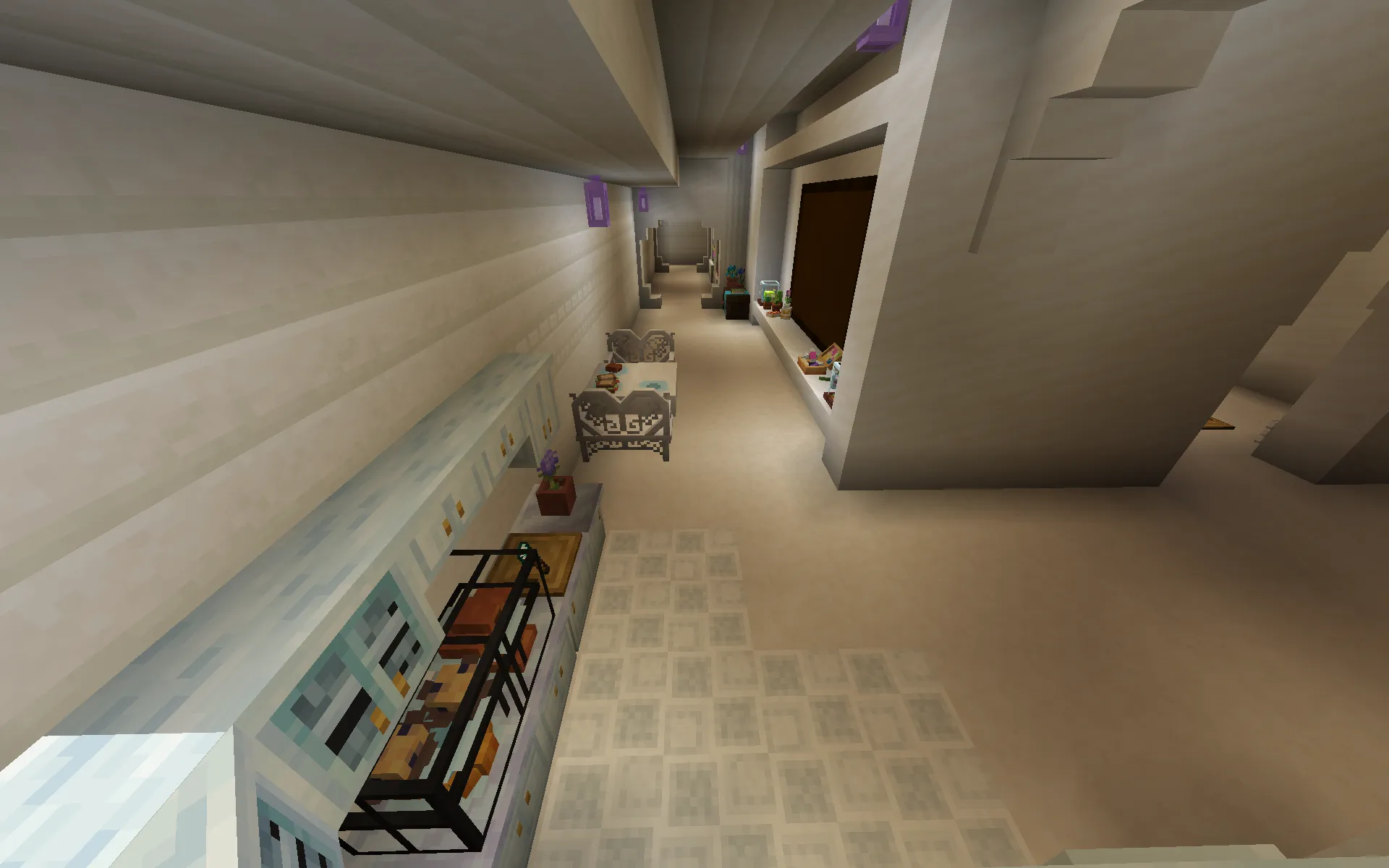 Ashswags Pantheon Schematic Screenshots 3 A modern hallway interior featuring a kitchen counter and decorative furniture