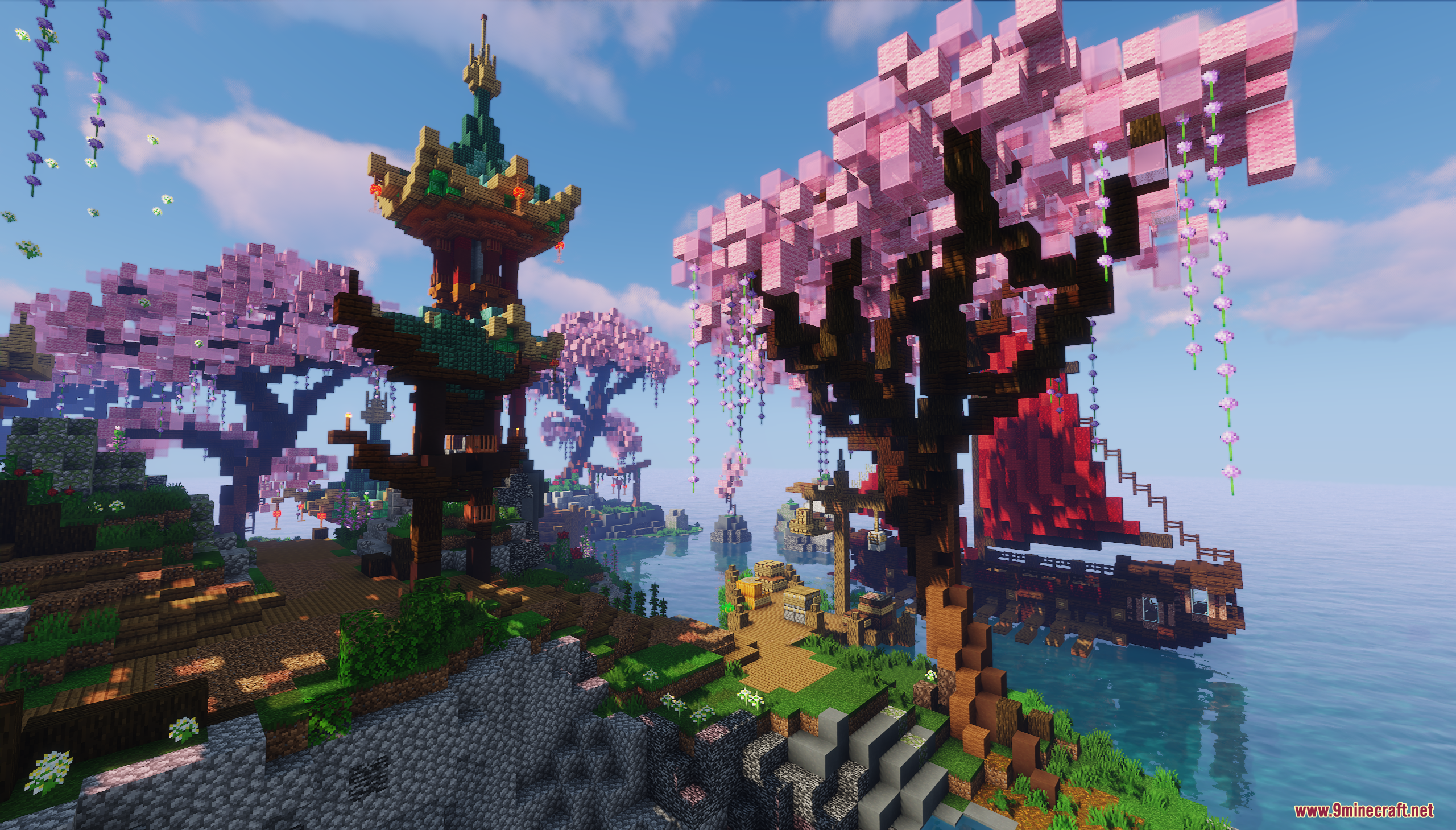 Asia Theme Lobby Map Screenshot 7 Asia Theme Lobby Map featuring a pagoda and a red sailed ship