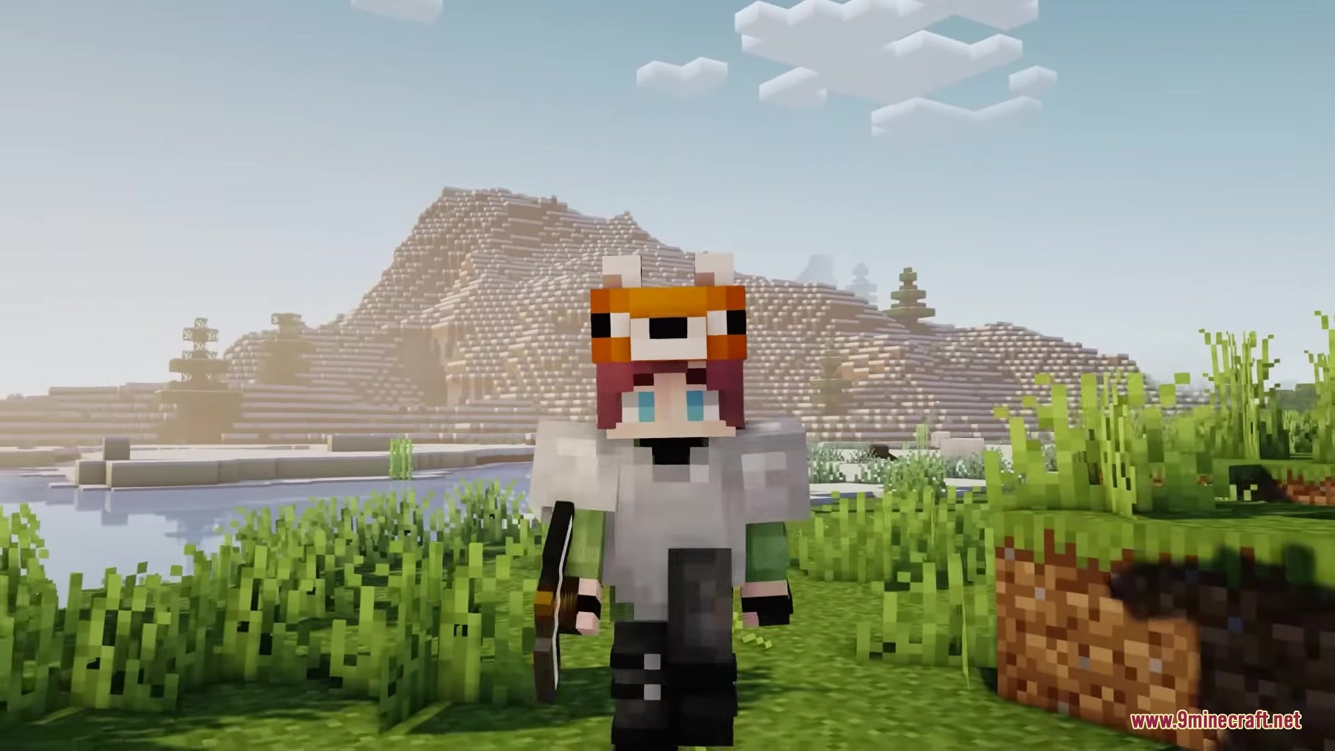 BackFromThePast Mod Screenshot 2 A character wearing Frostbite Armor and a fox hat explores a snowy biome