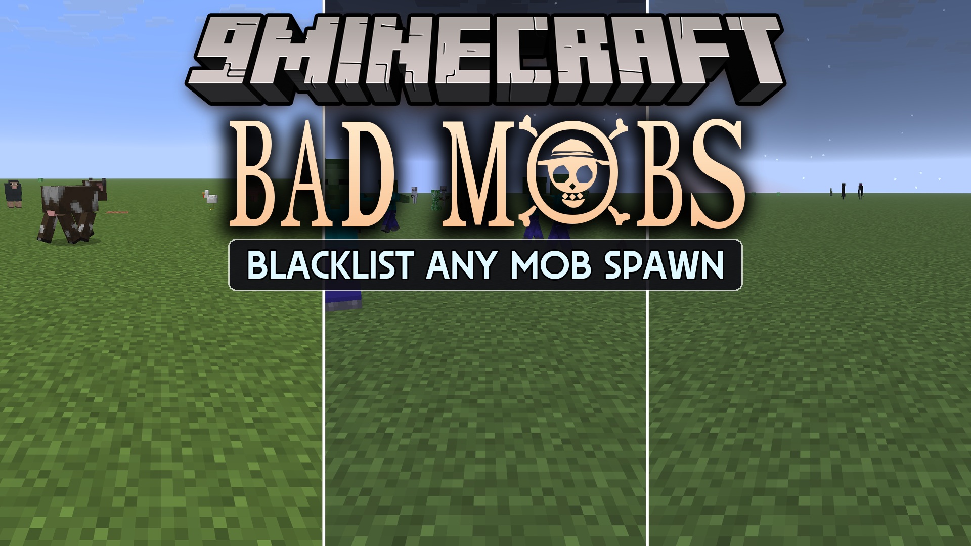 Bad Mobs lets you decide exactly which creatures may spawn in your world: every entity gets its own config section with separate switches for natural spawning, spawner blocks, spawn eggs and conversions. Blocked mobs are removed the moment they try to join the world, changes apply instantly through the in-game config screen, and everything works server-side for per-world control.