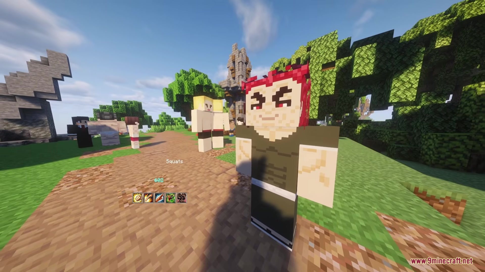 Baki Hanma Mod Screenshot 3 A muscular character with red hair stands on a path in Baki Hanma Mod