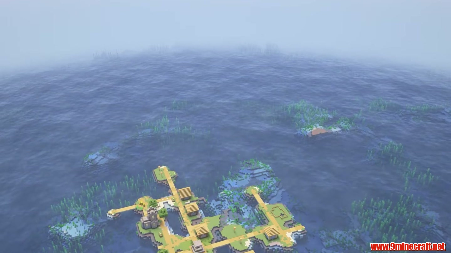 Boat Villager scenic landscape in Minecraft 26.2