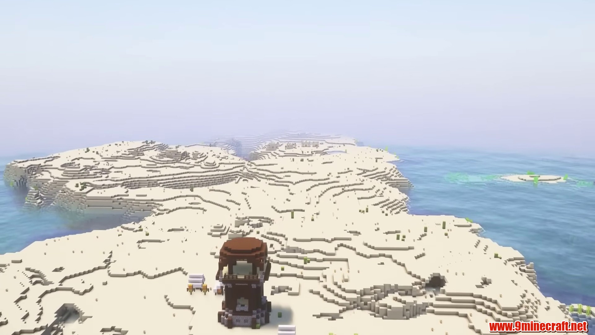 Isolated desert island surrounded by ocean